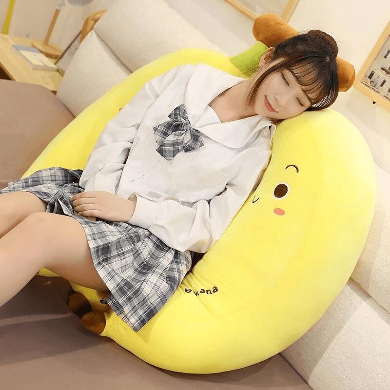 Cute Banana Plush Pillow - Soft Kawaii Stuffed Animal Toy for Kids, Girls, Boys - Perfect for Bedroom Decor, Gifts, and Cuddling
