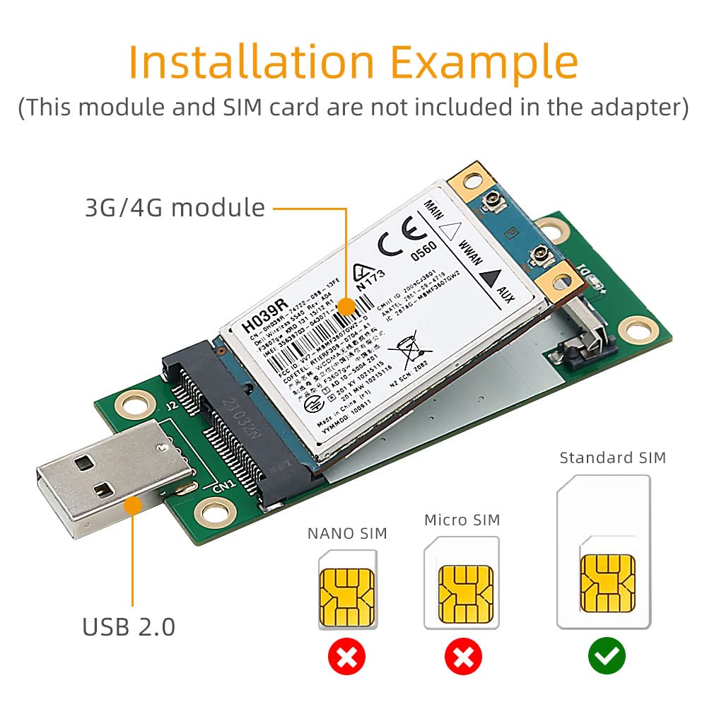 Mini PCI-E to USB Adapter with SIM Card Slot - Convert PCIe Modules to USB Interface for Laptops, Industrial PCs & Embedded Systems