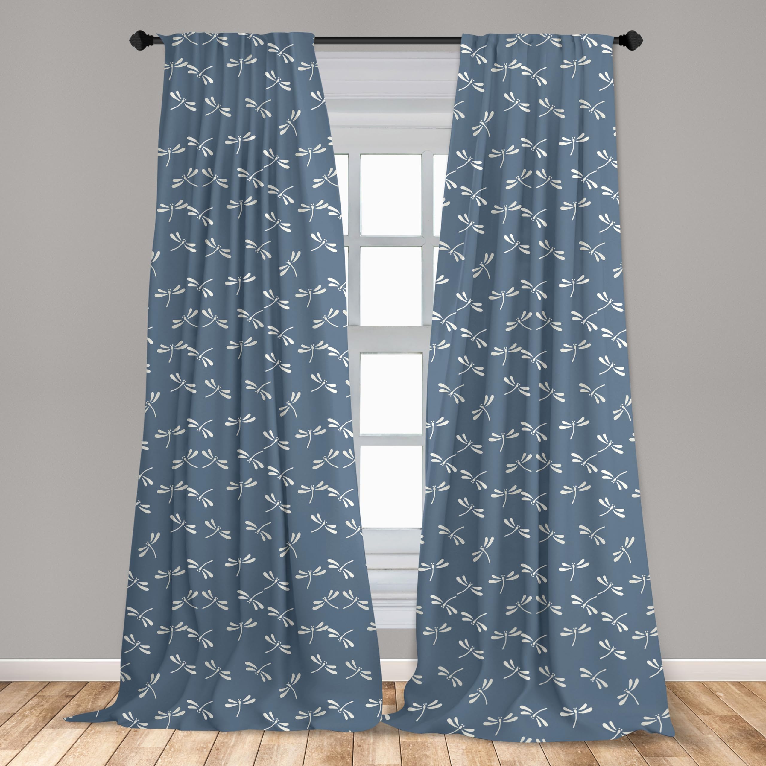 Ambesonne Dragonfly Curtains - Tropical Wildlife Japanese Style Window Panels (28