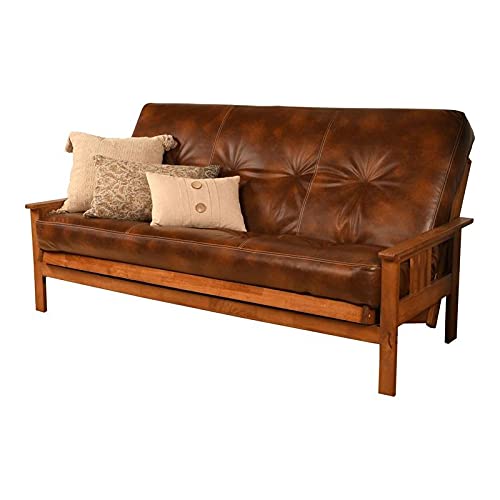 Kodiak Furniture Monterey Futon Set - Barbados Base & Oregon Trail Saddle Mattress, No Drawers | Comfortable Sofa Bed for Small Spaces, Guest Rooms & Dorm Living