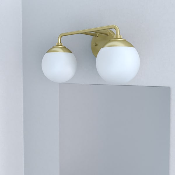 Hunter Hepburn 2-Light Vanity Light in Modern Brass Finish - Perfect for Bathroom, Bedroom, and Dressing Room Lighting