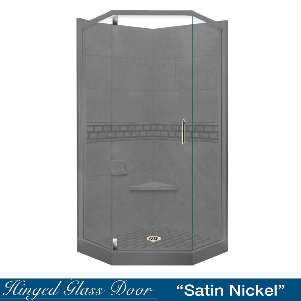 Neo Angle Wet Cement Sistine Stone & Subway Tile Shower Remodel Kit - DIY Bathroom Renovation for Modern Home Upgrade
