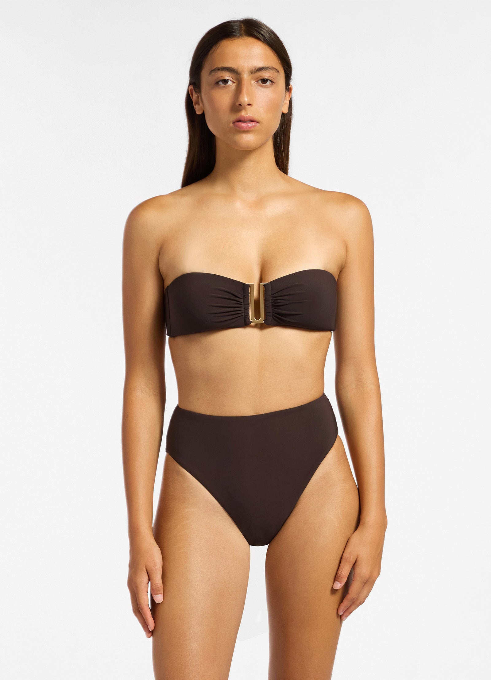 Jetset High Waisted Bikini Bottom - Chocolate Brown Swimwear for Women | Perfect for Beach Vacations, Pool Parties & Summer Getaways