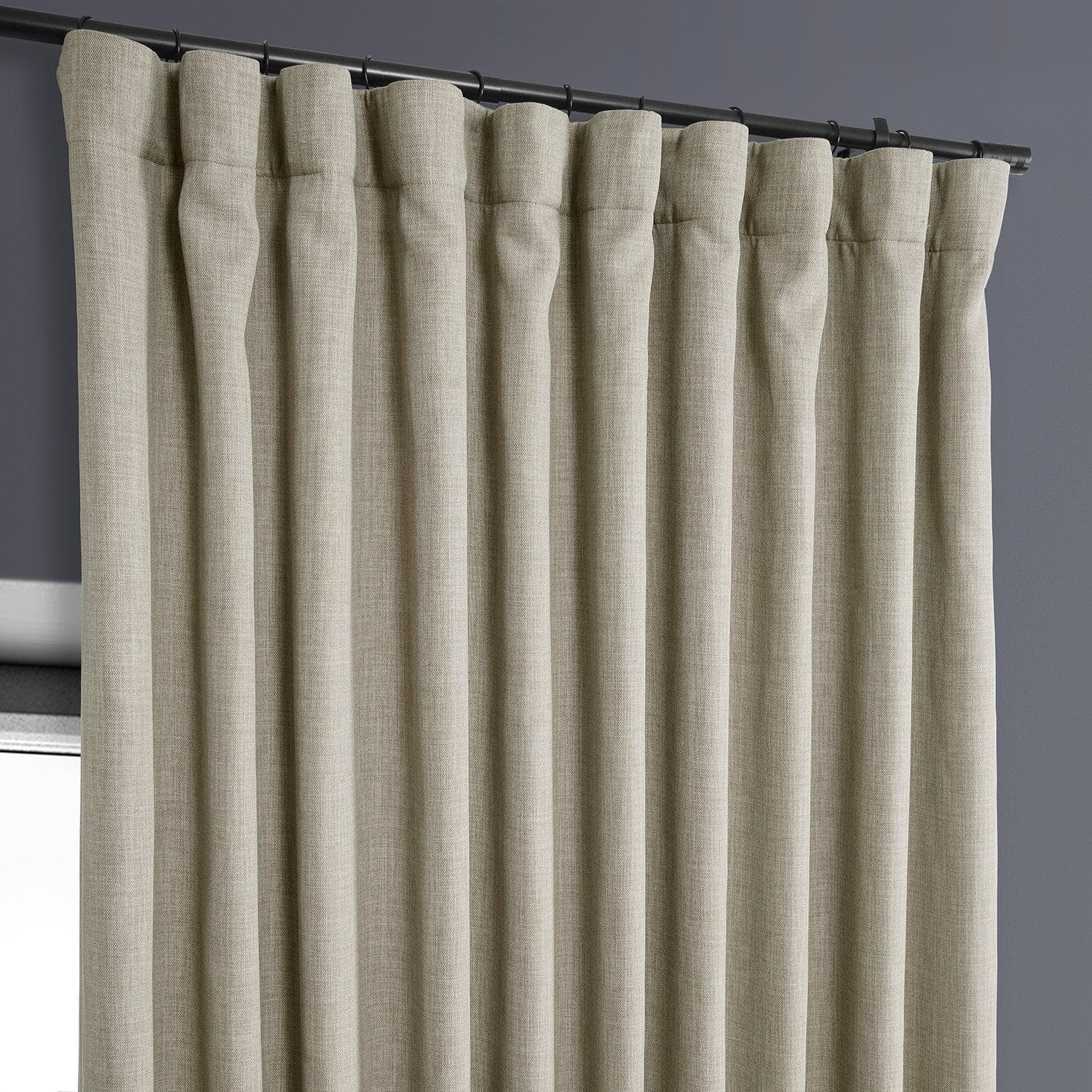 Extra Wide Textured Faux Linen Blackout Curtains for Bedroom - Oatmeal Color Thermal Insulated Window Drapes for Living Room & Nursery (Set of 2 Panels)