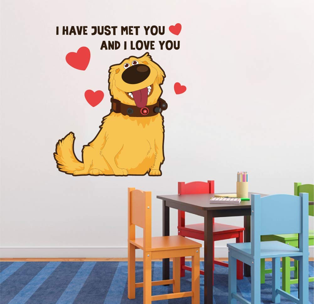 Dog Up Movie Cartoon Wall Decal Sticker - I Love You Quote Vinyl Art Decor for Kids Room, Nursery, Bedroom (30x27 inch) - Perfect for Children's Spaces, Playrooms & Kindergarten Decorations