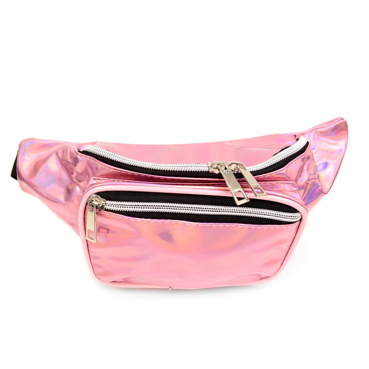 Shimmering Pink Iridescent Metallic Fanny Pack - Stylish Waist Bag for Women, Travel, Running, Festivals & Outdoor Activities
