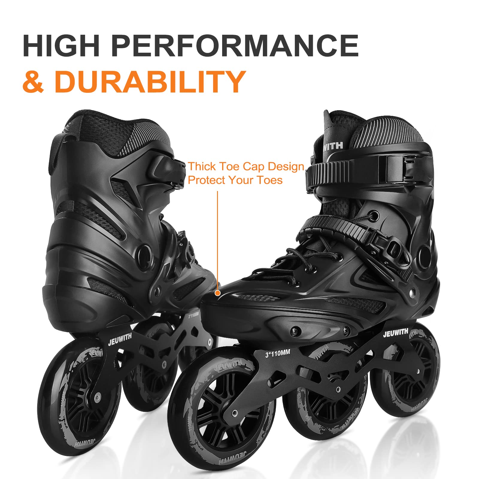110mm 3-Wheel Inline Skates for Adults - Professional Outdoor Speed Roller Skates for Men & Women | Perfect for Fitness, Training & Urban Skating