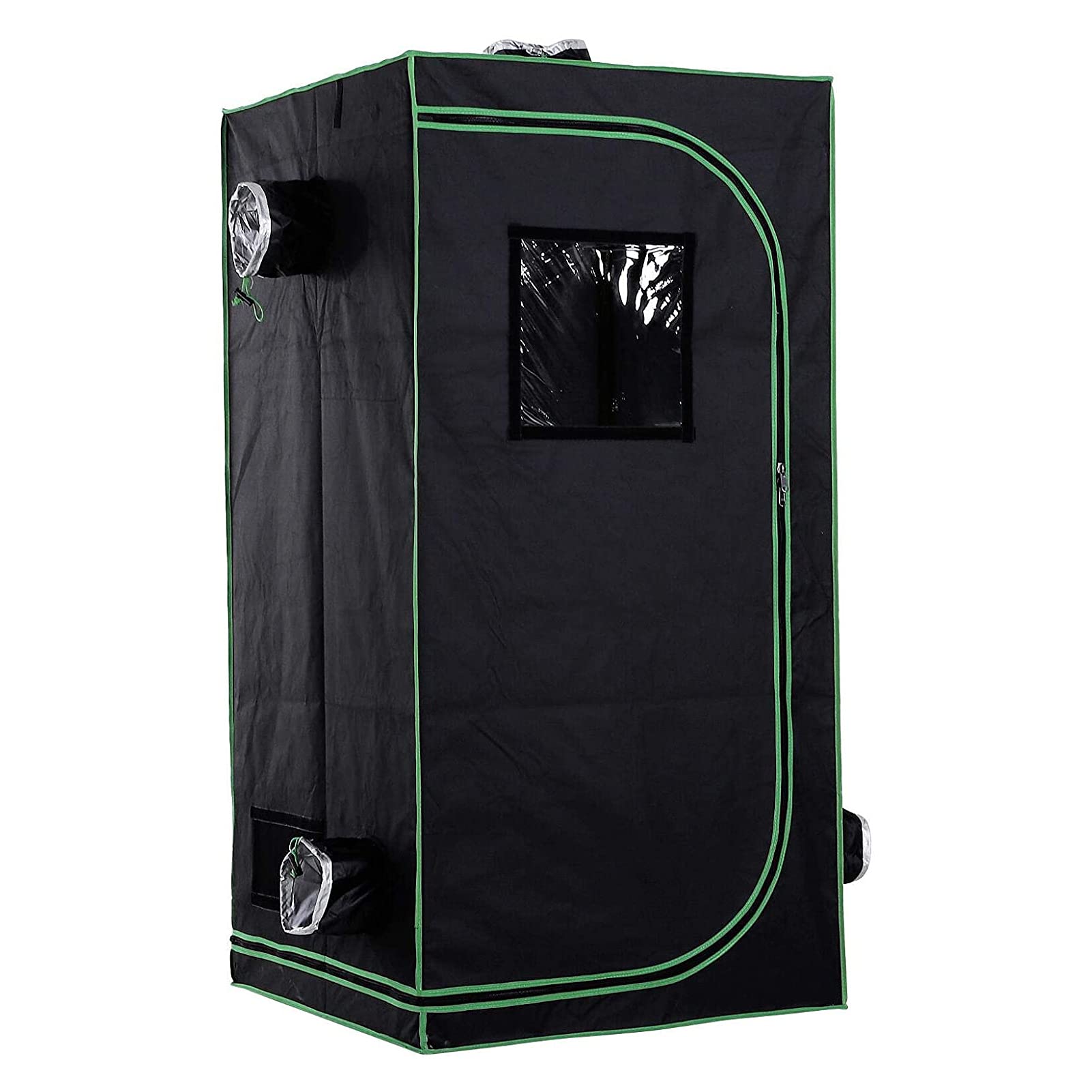 AJLDN 32x32x63 Inch Mylar Hydroponic Grow Tent with Observation Window - Indoor Plant Growing System for Hydroponics, Gardening & Seed Germination - Perfect for Home Herb Gardens, Vegetable Cultivation & Plant Nurseries (Black)