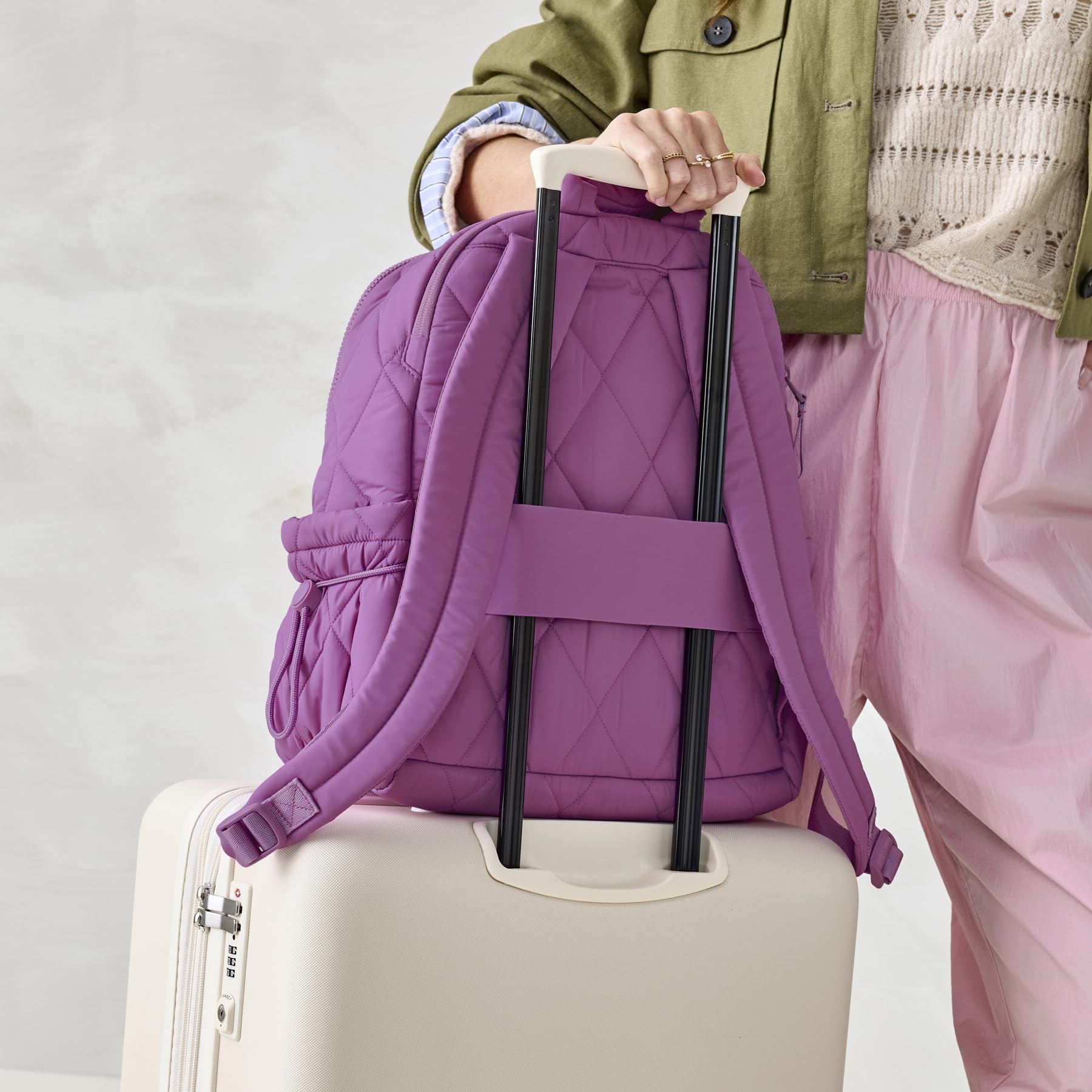 Vera Bradley Featherweight Bancroft Backpack - Lightweight Travel Backpack for Women, Iris Orchid Floral Print, Perfect for School, Work & Travel