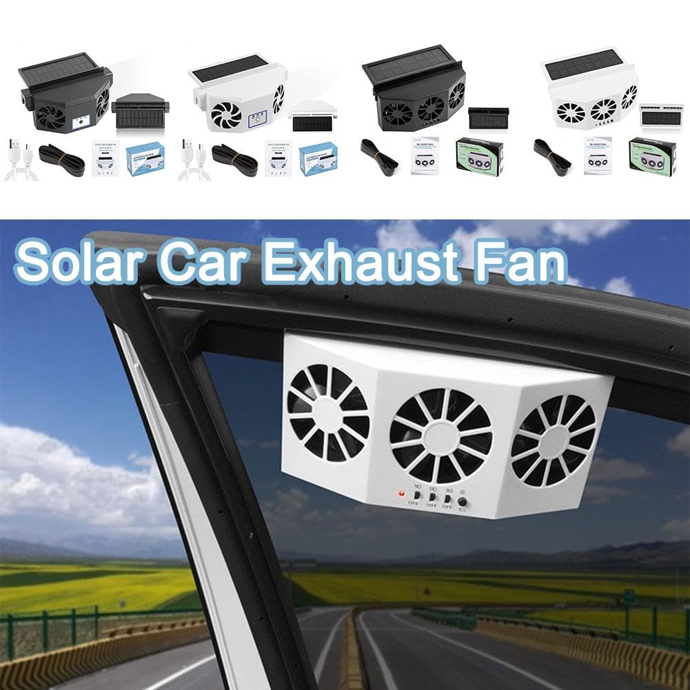 2024 New Solar Powered Car Window Ventilation Fan - Auto Solar Exhaust Fan & Air Purifier for Front/Back Seat - Improve Airflow & Cooling in Parked Vehicles
