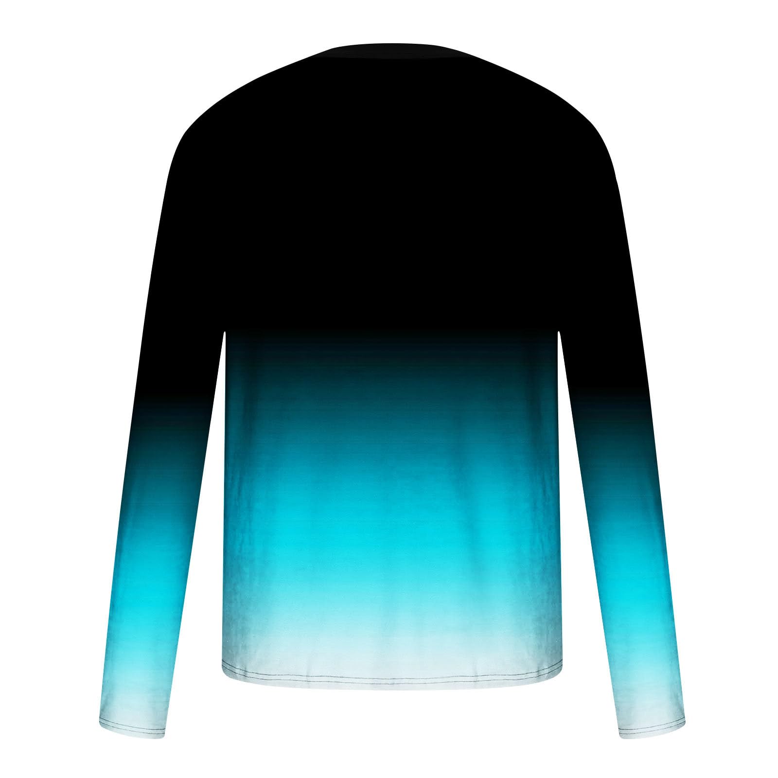 Men's Long Sleeve Graphic Tee Shirt - Casual Gradient Color Pullover Sweatshirt for Fall | Loose Fit Athletic Top for Running, Gym & Streetwear Fashion