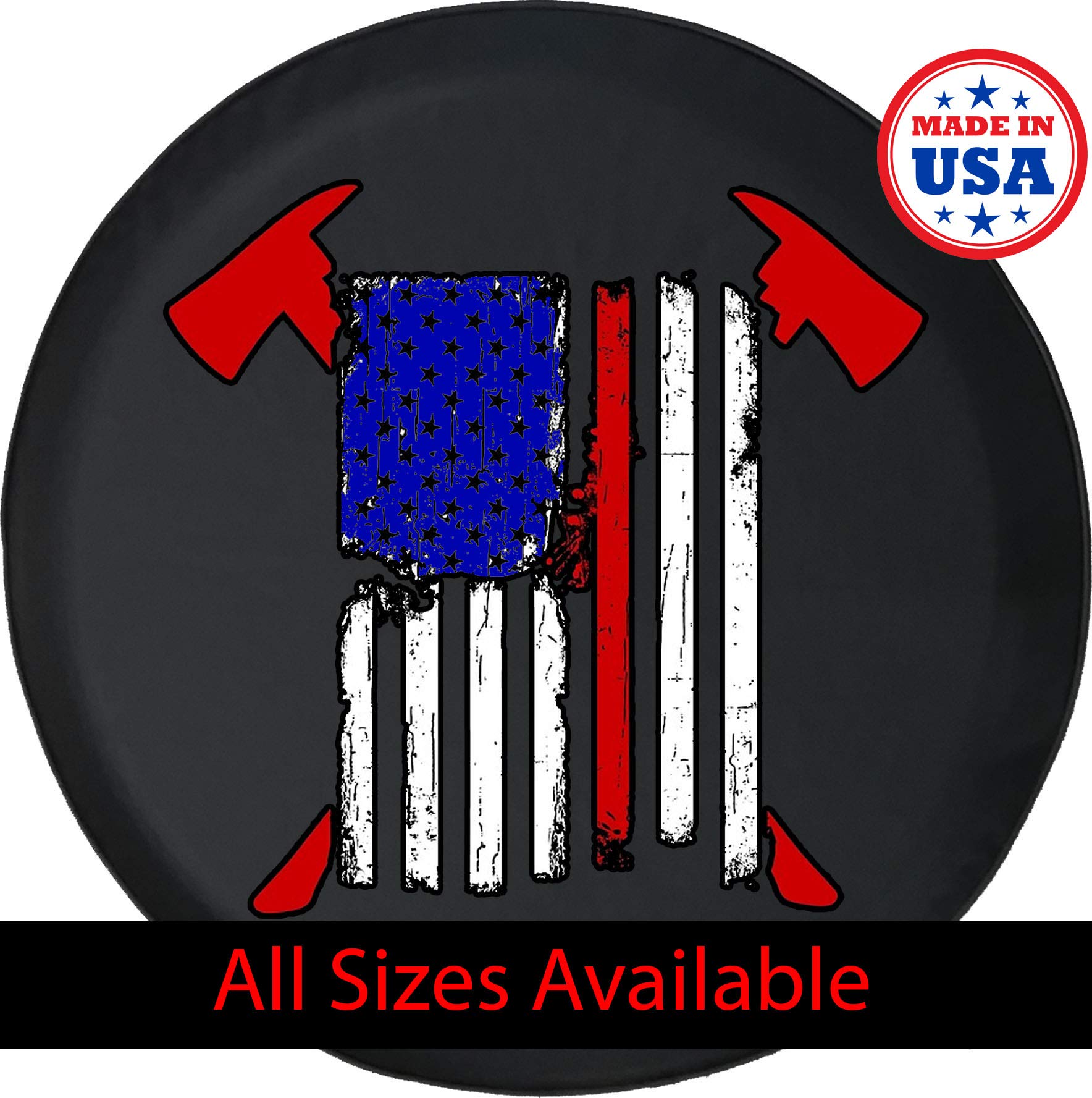 Thin Red Line Flag Fire Department Tire Cover - Heavy Duty RV, Trailer, SUV & Truck Accessories for Outdoor Camping & Road Trips