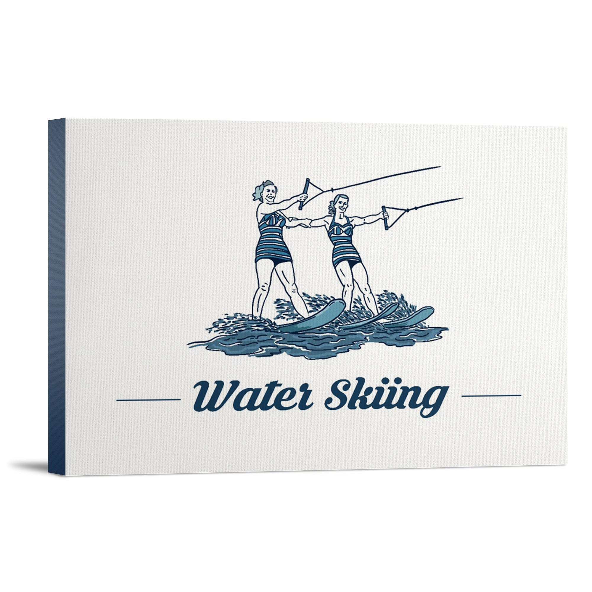 Lantern Press Water Skiing Wall Art - 16x24 Wrapped Canvas Print for Home Decor, Office & Living Room - Vintage Water Sports Poster for Beach House & Cabin Decor