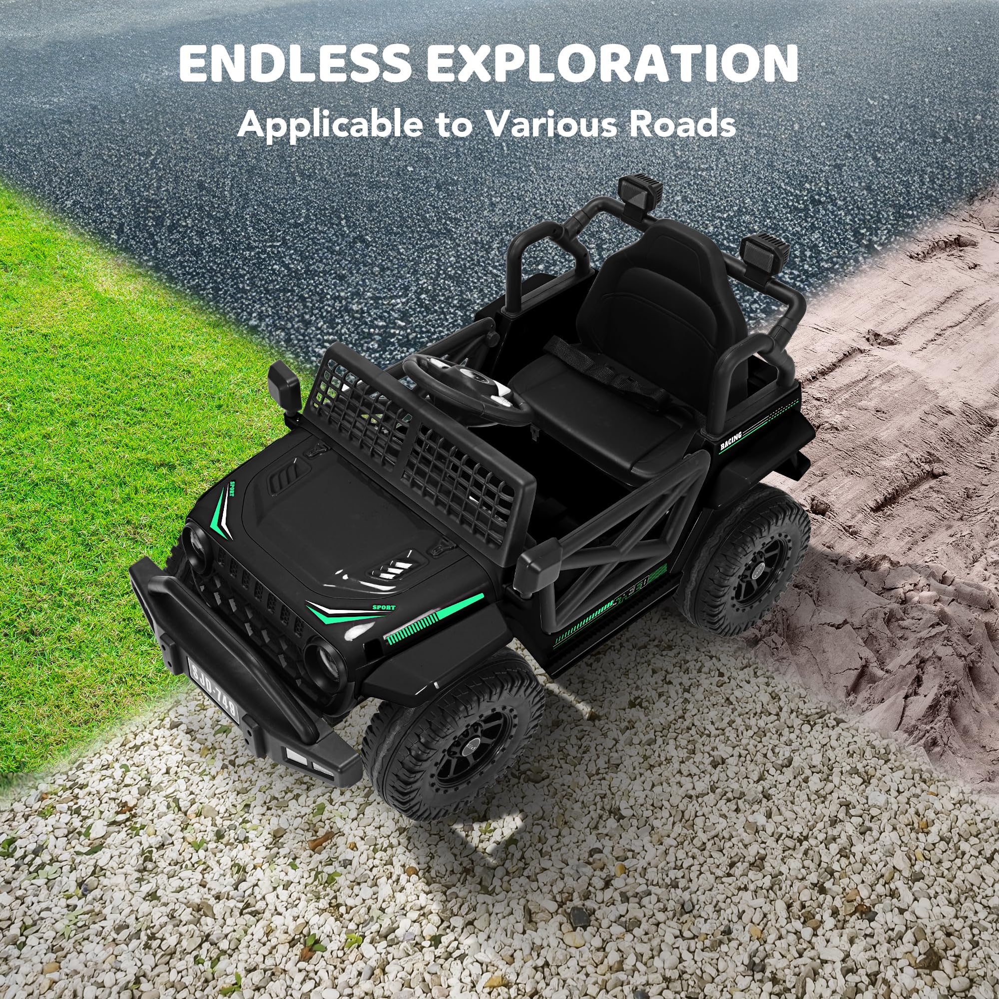 12V Kids Electric Ride On Truck with Remote Control - 7Ah Large Battery, 2 Speed Modes, LED Lights, Horn & Music | Toddler Power Wheels Toy for Boys & Girls | Perfect for Indoor Play, Backyard Fun & Birthday Gifts
