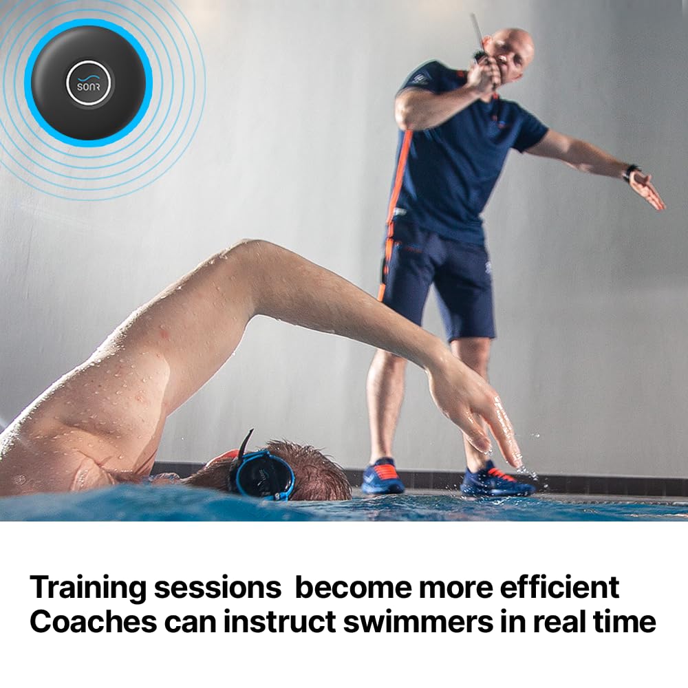 SONR Swim Coach Communicator - Waterproof Wireless Headset with Bone Conduction Technology for Underwater Swimming | Real-Time Coaching & Metronome Features | Perfect Coach Gift for Swim Training, Competitions & Aquatic Sports