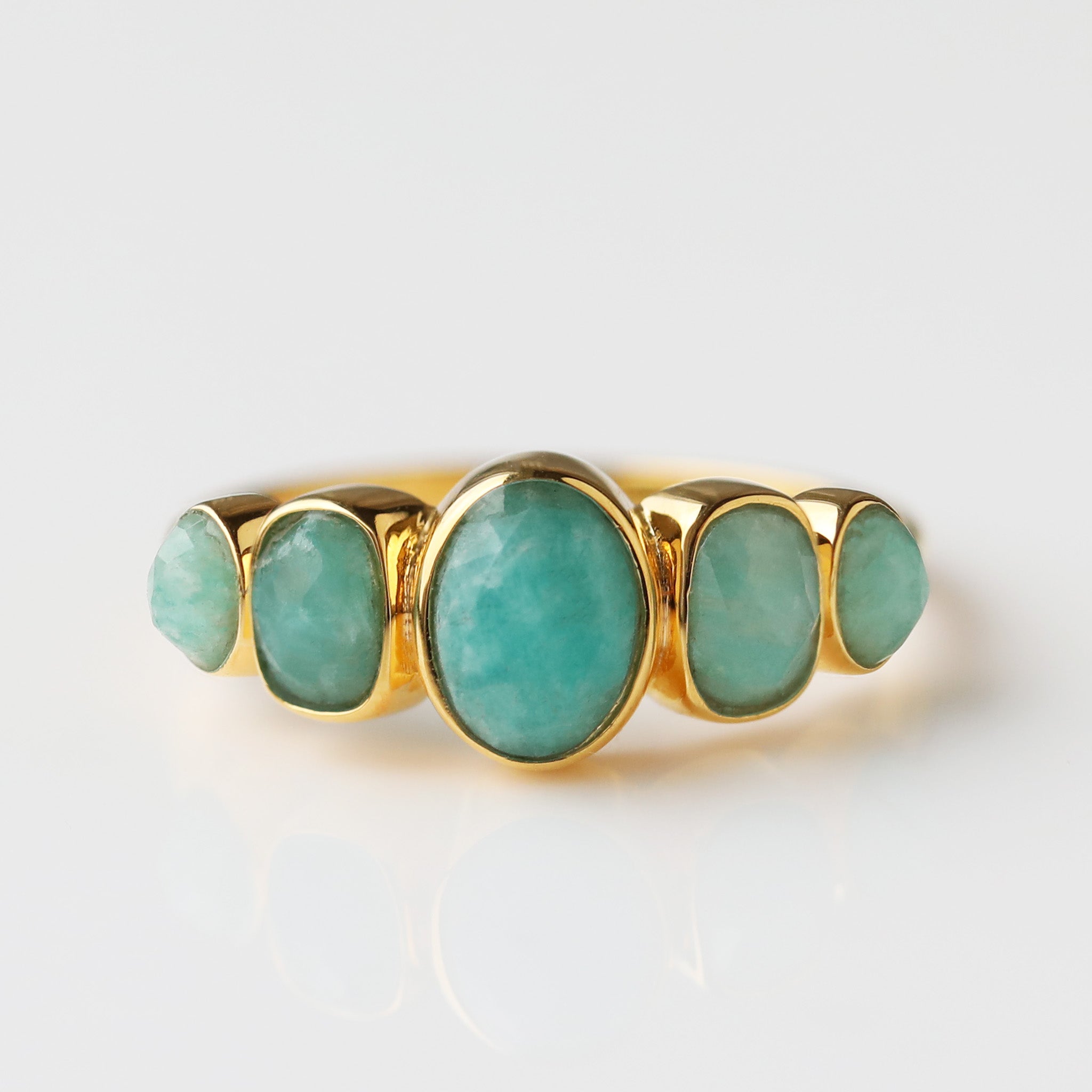Noa Amazonite Ring for Women - Healing Crystal Jewelry, Sterling Silver Adjustable Band for Meditation, Yoga & Spiritual Gifts