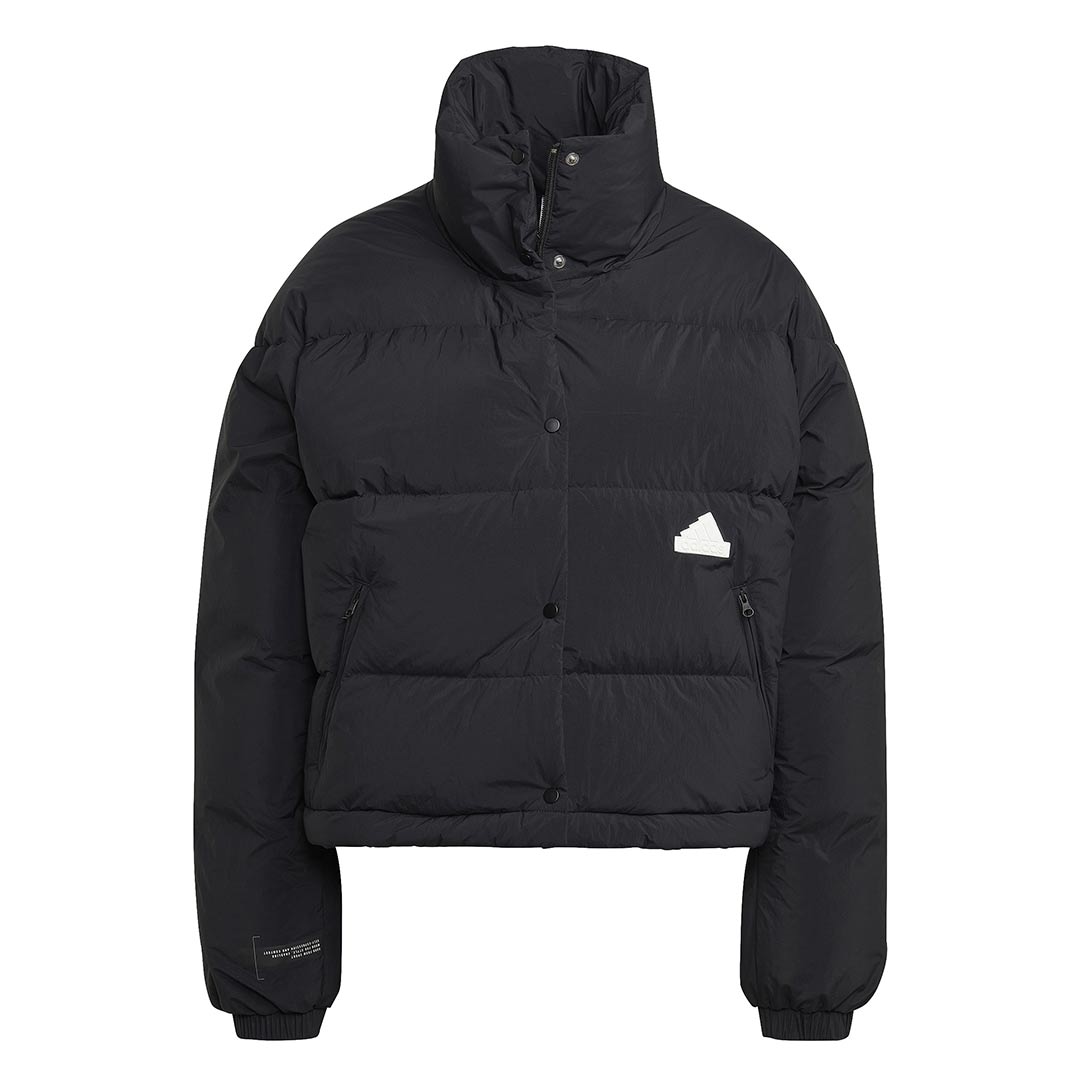 Adidas Women's Full Zip Puffer Jacket - Lightweight Winter Coat with Hood, Water-Resistant, Warm Fleece Lining for Outdoor Activities (HG4376) - Perfect for Hiking, Skiing, and Cold Weather Commutes