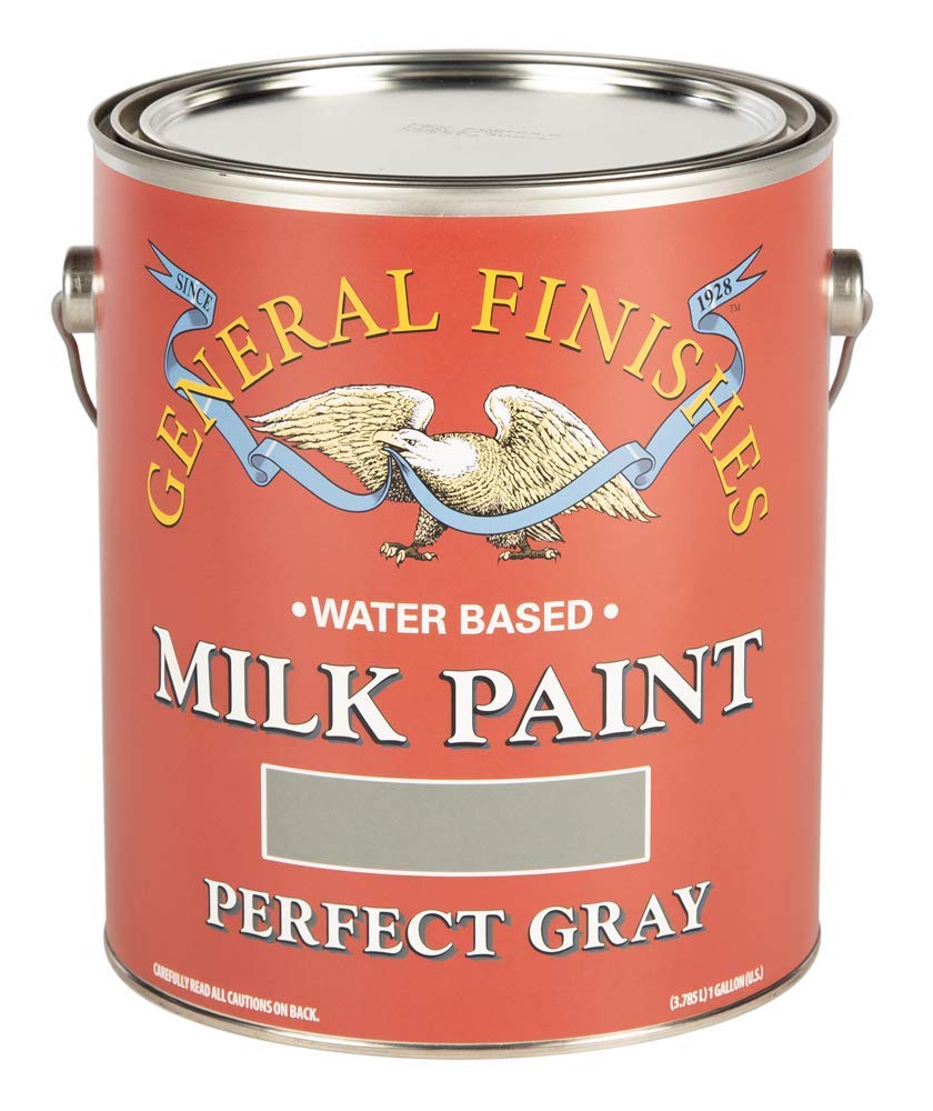 General Finishes Water Based Milk Paint - 1 Gallon, Perfect Gray - Eco-Friendly Matte Finish for Furniture, Cabinets & DIY Home Decor Projects