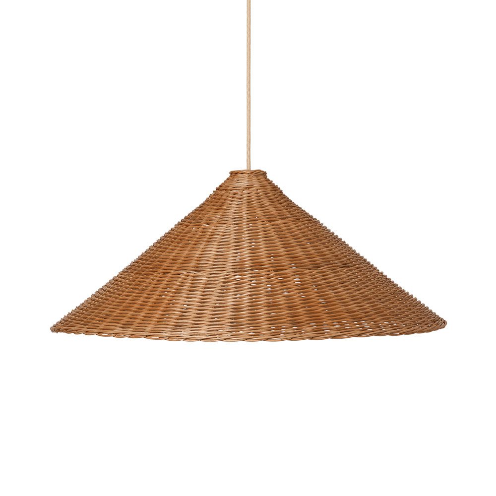 FERM LIVING Dou Lampshade 27 Inch Natural Rattan Pendant Light - Perfect for Boho Bedroom, Living Room & Dining Room Lighting Decor
