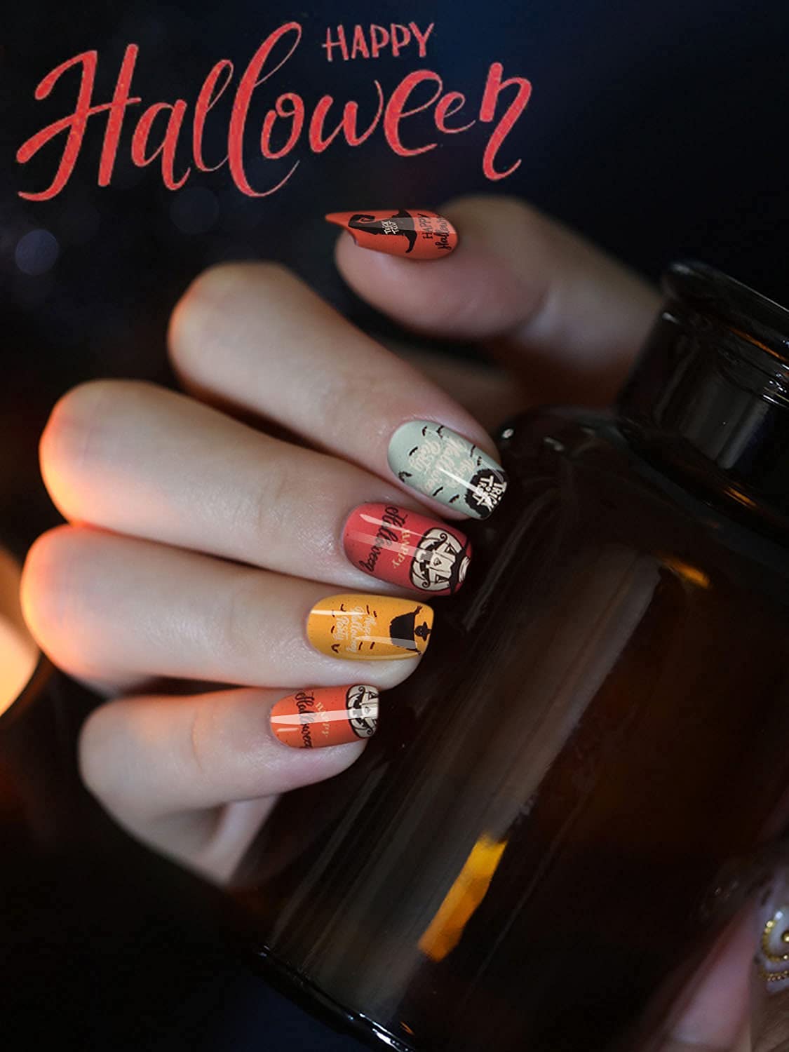 Halloween Nail Art Stickers - Waterproof Skull Blood Gel Nail Polish Strips & Full Wrap Decals (UV/LED Lamp Required) | Perfect for Spooky Nail Designs, Costume Parties & Halloween Events
