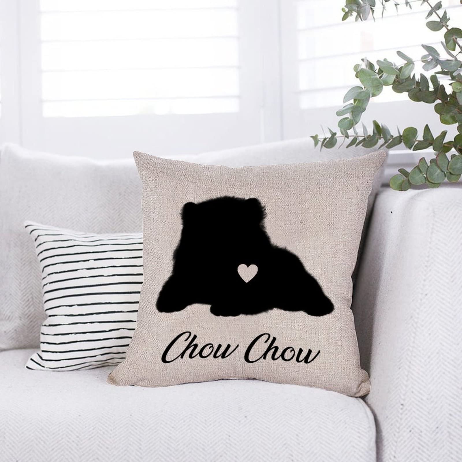 Funlucy Chow Chow Dog Throw Pillow Cover 16x16 Inches - Decorative Pet Pillow Case for Sofa, Couch, Bed & Car - Soft Cushion Cover for Home Decor & Gifts