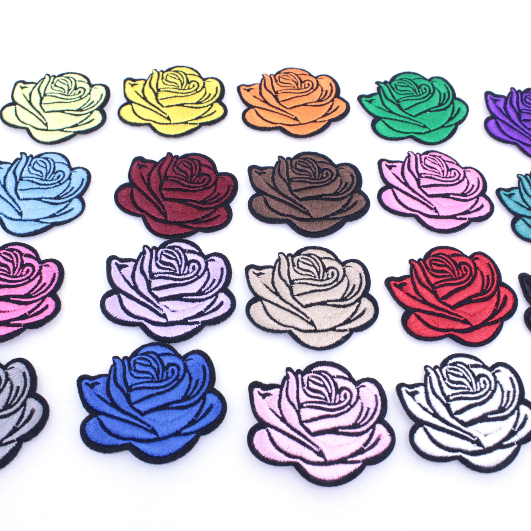 Black Rose Iron On Patches - Embroidered Sew On Applique for DIY Crafts, Clothing, Jackets & Home Decor | Perfect for Denim, Backpacks & Tablecloths (Floral Decorative Patch)