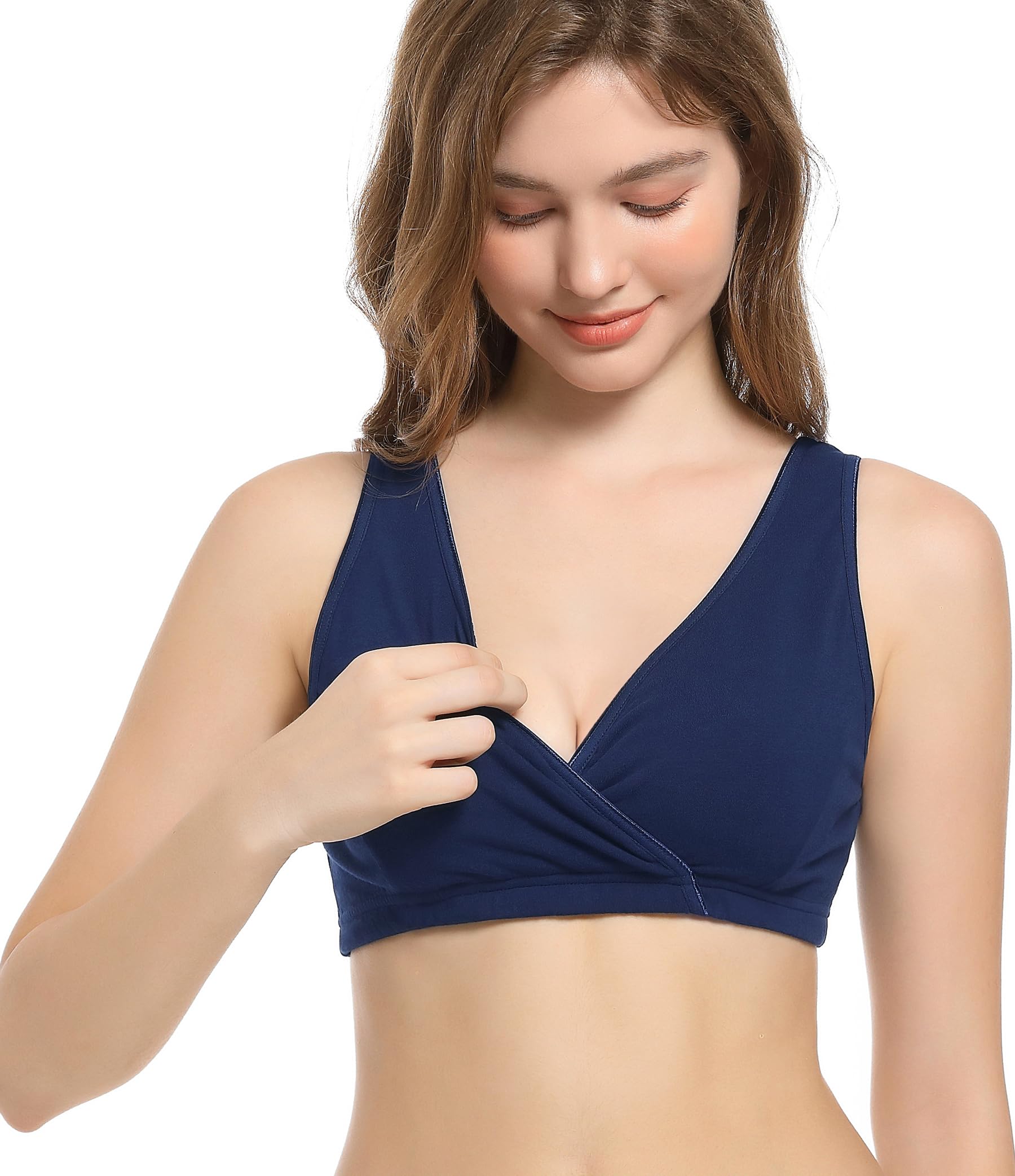 3 Pack Cotton Maternity Nursing Bras - Comfortable Breastfeeding Sleep Bra for Pregnancy & Postpartum - Perfect for Nighttime Nursing and Lounging