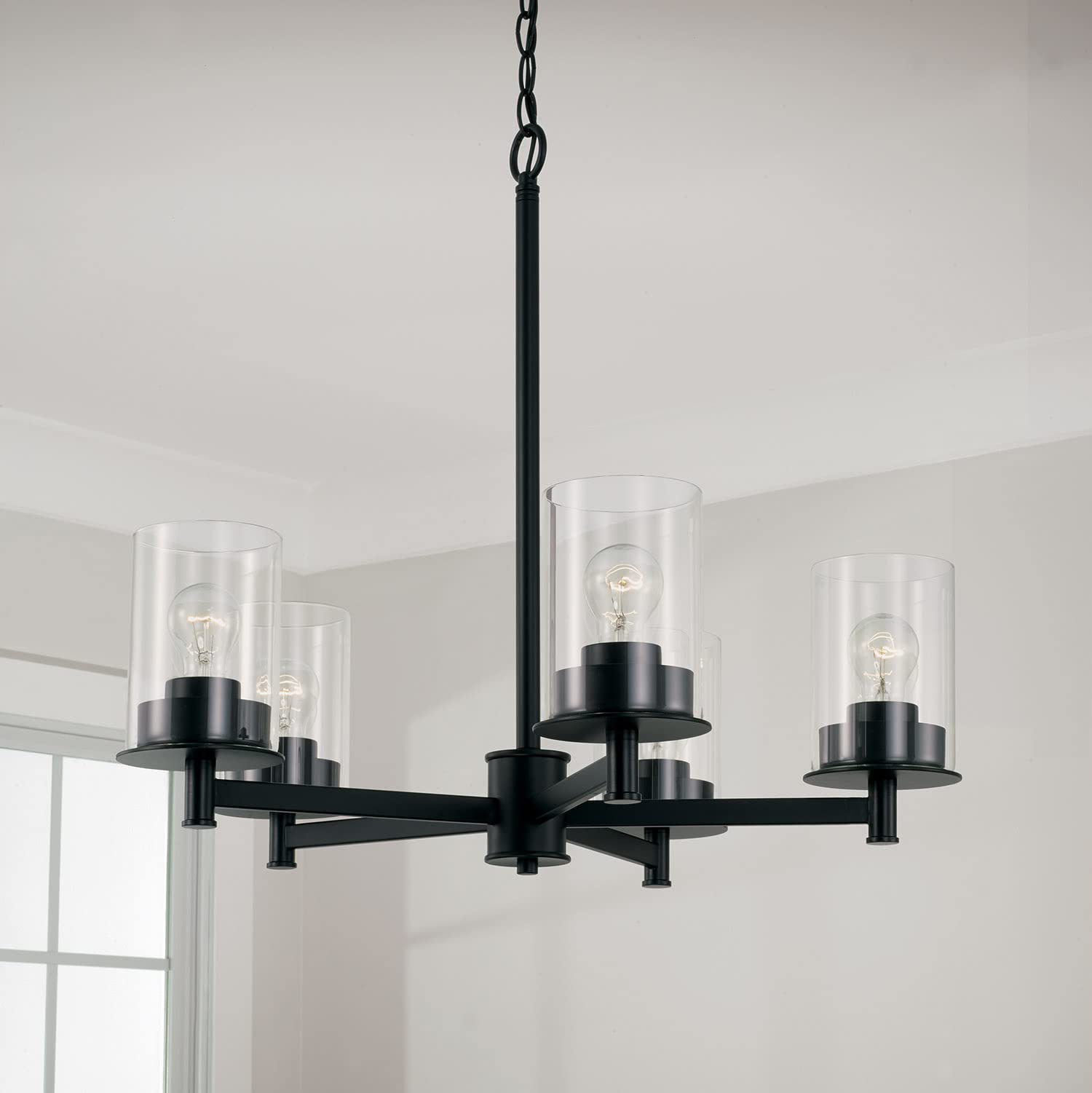 HomePlace Lighting 446851MB-532 5-Light Black Round Chandelier with Clear Glass - 26