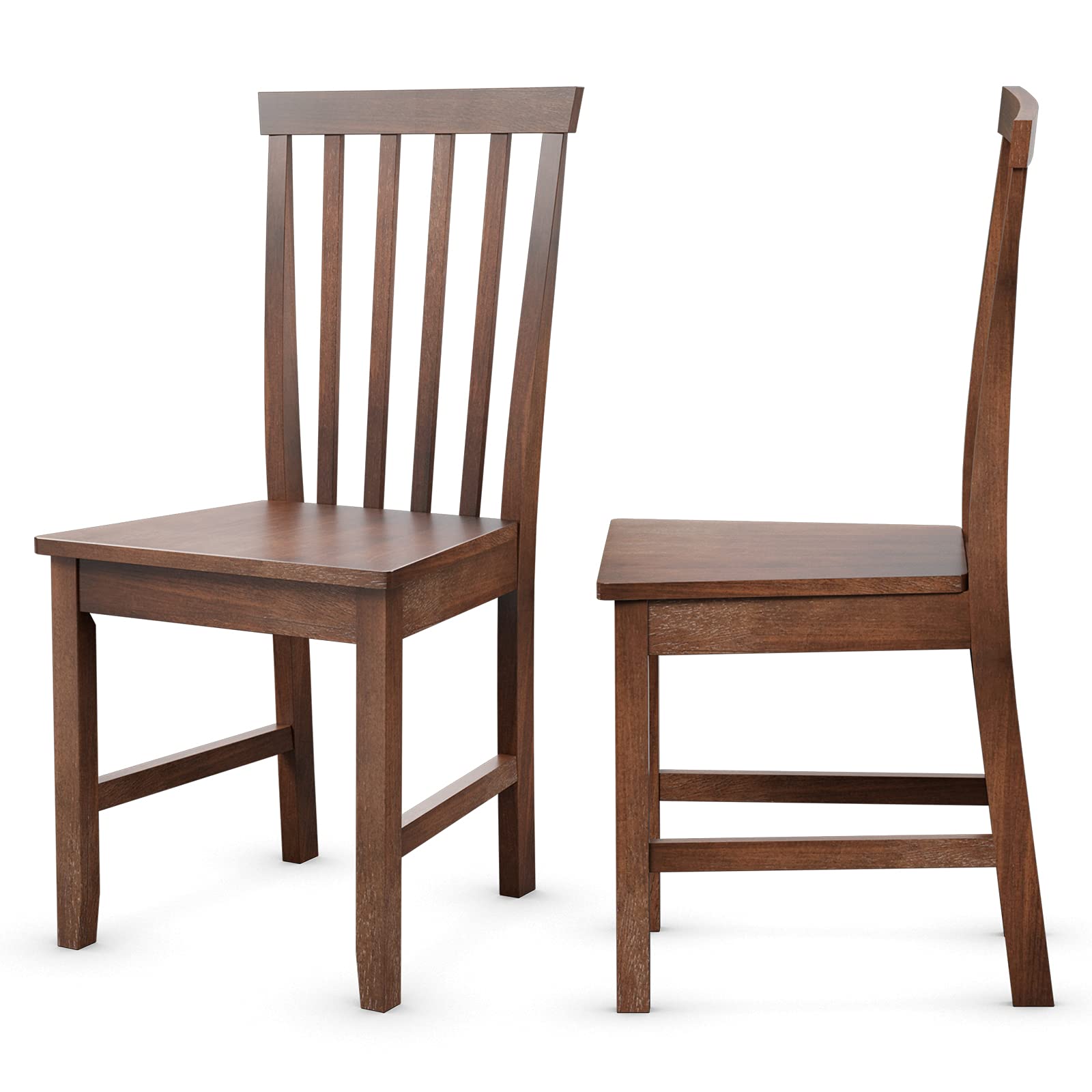 COSTWAY Set of 2 Slat Back Dining Chairs | Transitional Rubber Wood Side Chairs with Sturdy Construction & Smooth Finish | Perfect for Kitchen, Dining Room, Living Room & Bedroom | Comfortable Seating for Family Meals & Relaxation