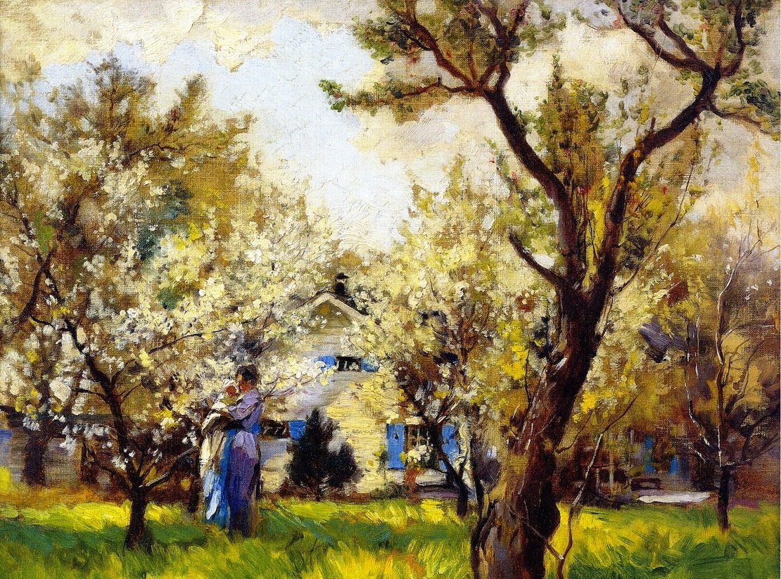 Mathias J Alten Canvas Print - Bertha Holding Granddaughter 20x25