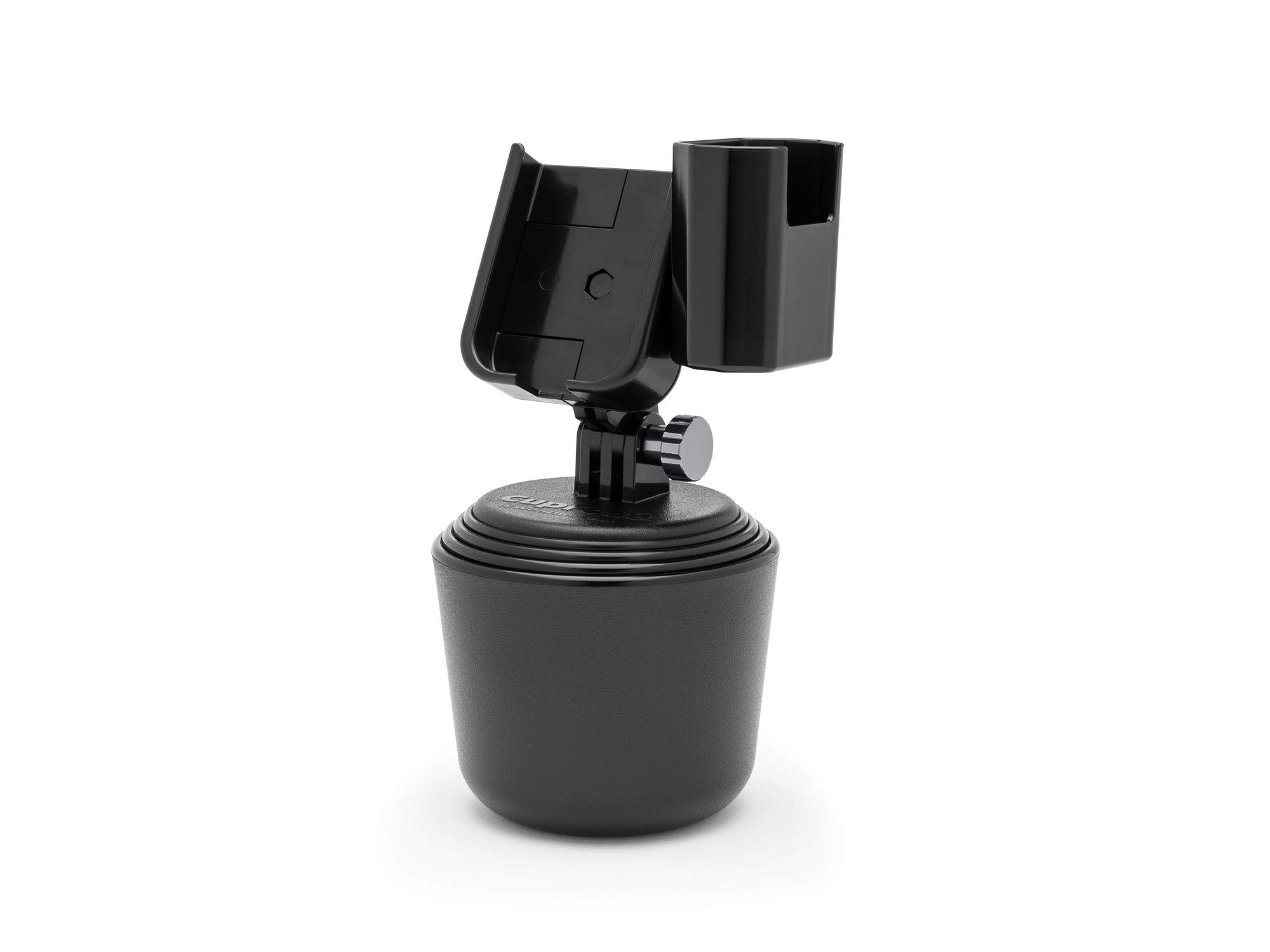 WeatherTech CupFone with Hand Sanitizer Holder - Adjustable Universal Cup Holder Phone Mount for Car & Truck - Compatible with iPhone & Android Smartphones - Graphite Metal Knobs - Perfect for Road Trips, Commuting & Hands-Free Driving