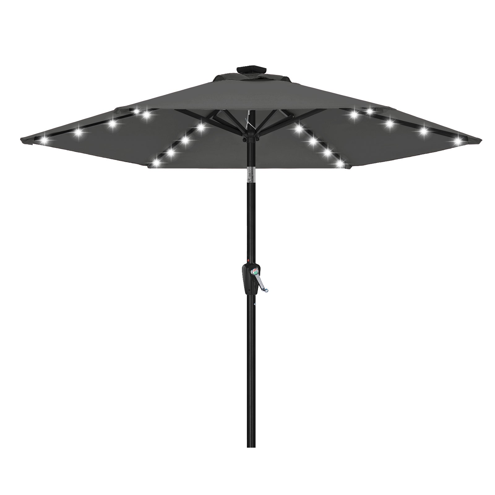 ABCCANOPY 7.5FT Outdoor Solar Patio Umbrella with 32 LED Lights - 6 Ribs for Backyard, Poolside, and Garden Shade