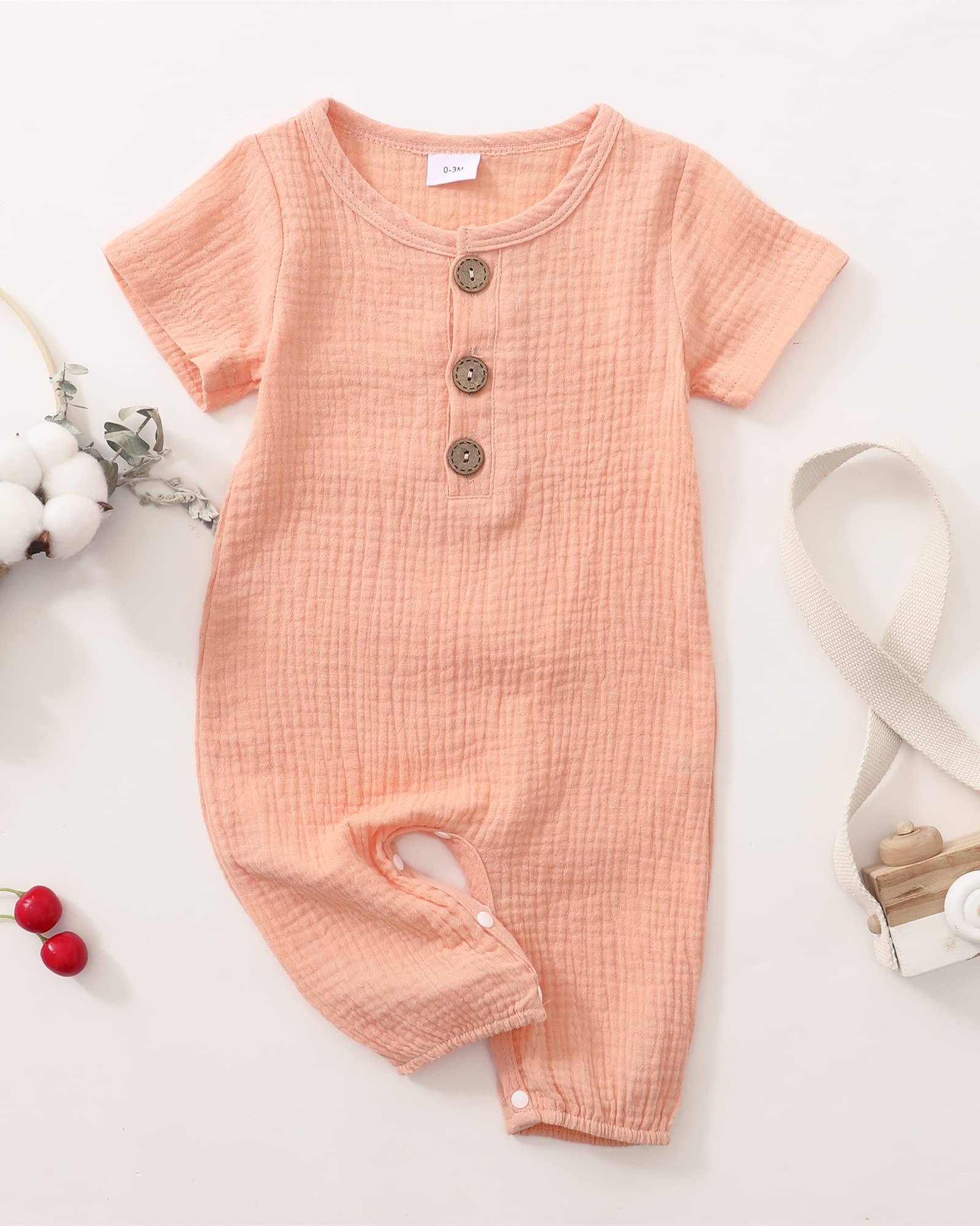 Adorable Newborn Baby Girl Summer Outfits - Soft Short Sleeve Romper Jumpsuit & Bodysuit | Perfect for Photoshoots, Playdates & Family Outings