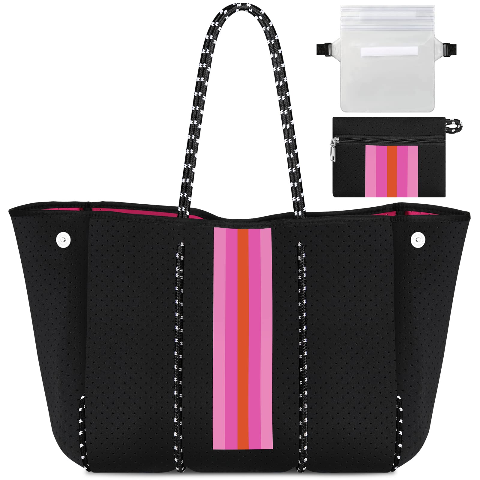 Premium Neoprene Tote Bag - Large Waterproof Beach Bag for Women, Spacious Travel Tote with Zipper Closure (L/XL Size) - Perfect for Beach Trips, Gym, Shopping & Daily Commute