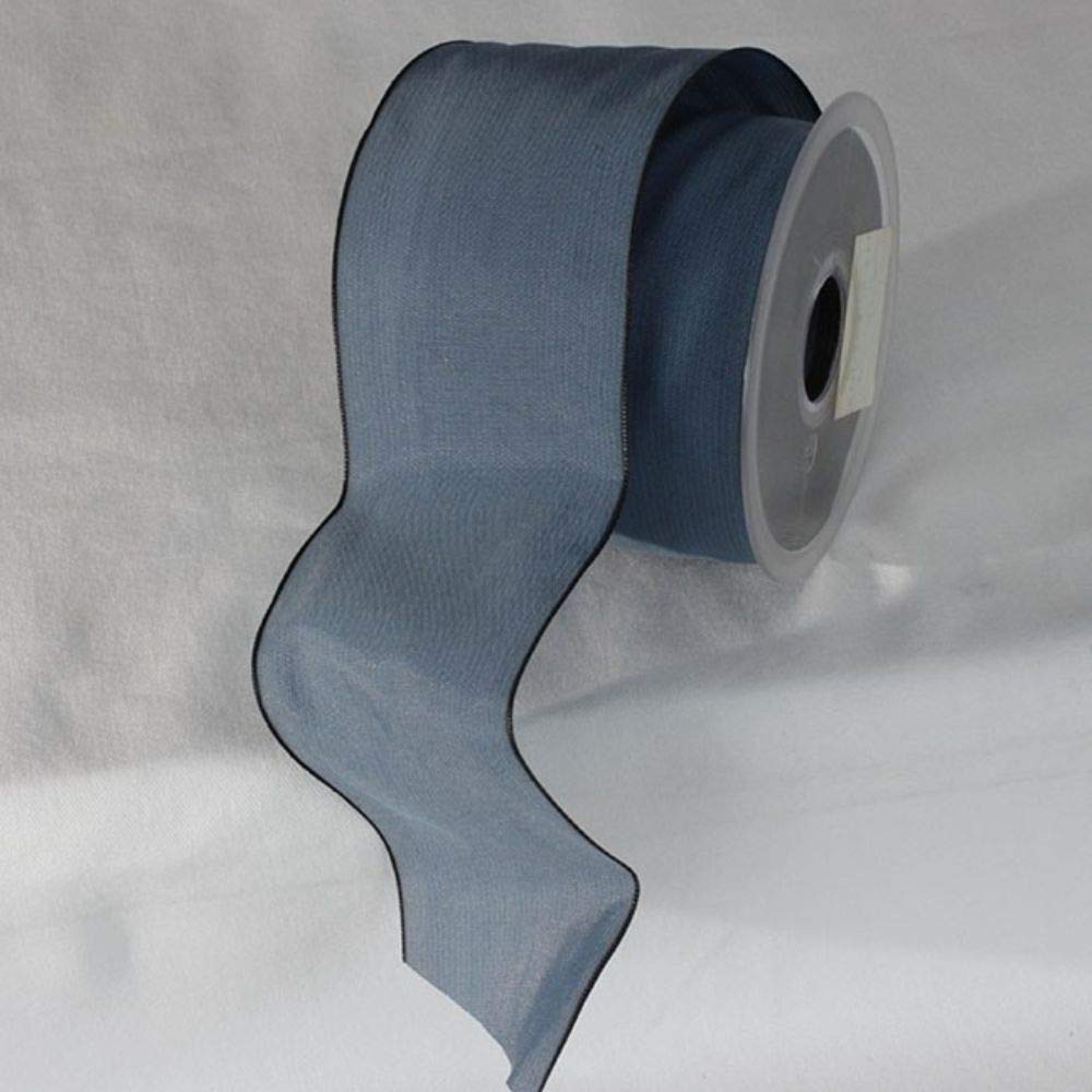 French Blue Wired Edge Ribbon 2.6