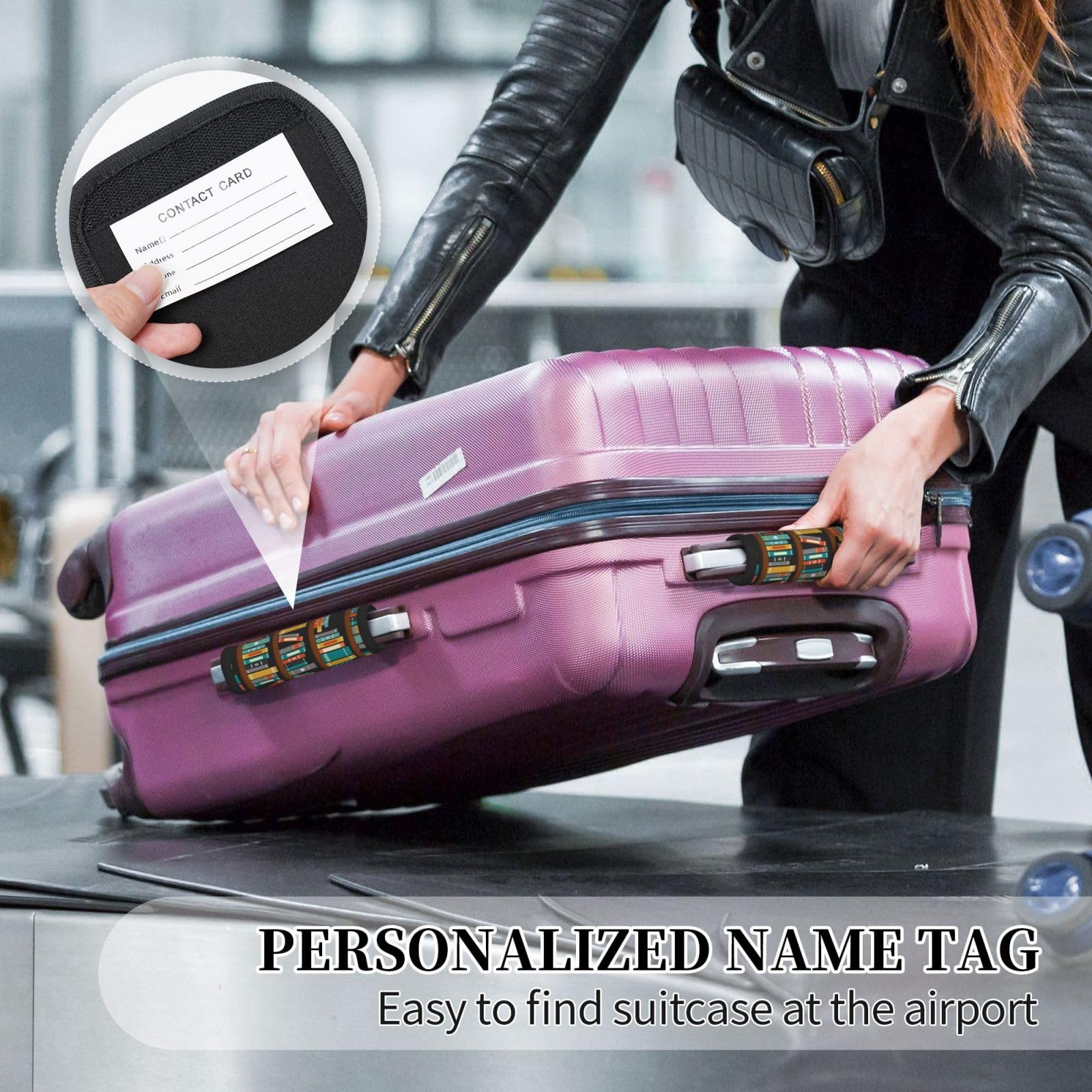 2-Pack Soft Luggage Handle Covers - Book & Bookshelf Design Suitcase Identifier for Travel Bags | Durable Handle Wraps & Travel Accessories | Perfect for Airports, Hotels & Business Trips