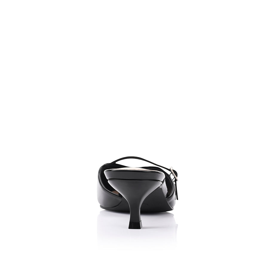 Lunar Pointed Toe Kitten Heels - Black Patent Leather Women's Shoes for Office, Party & Wedding