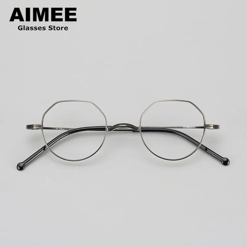 Stylish Aimee Unisex Full Rim Flat Top Round Titanium Eyeglasses Frame 88042 - Lightweight & Durable for Work, Reading & Everyday Wear