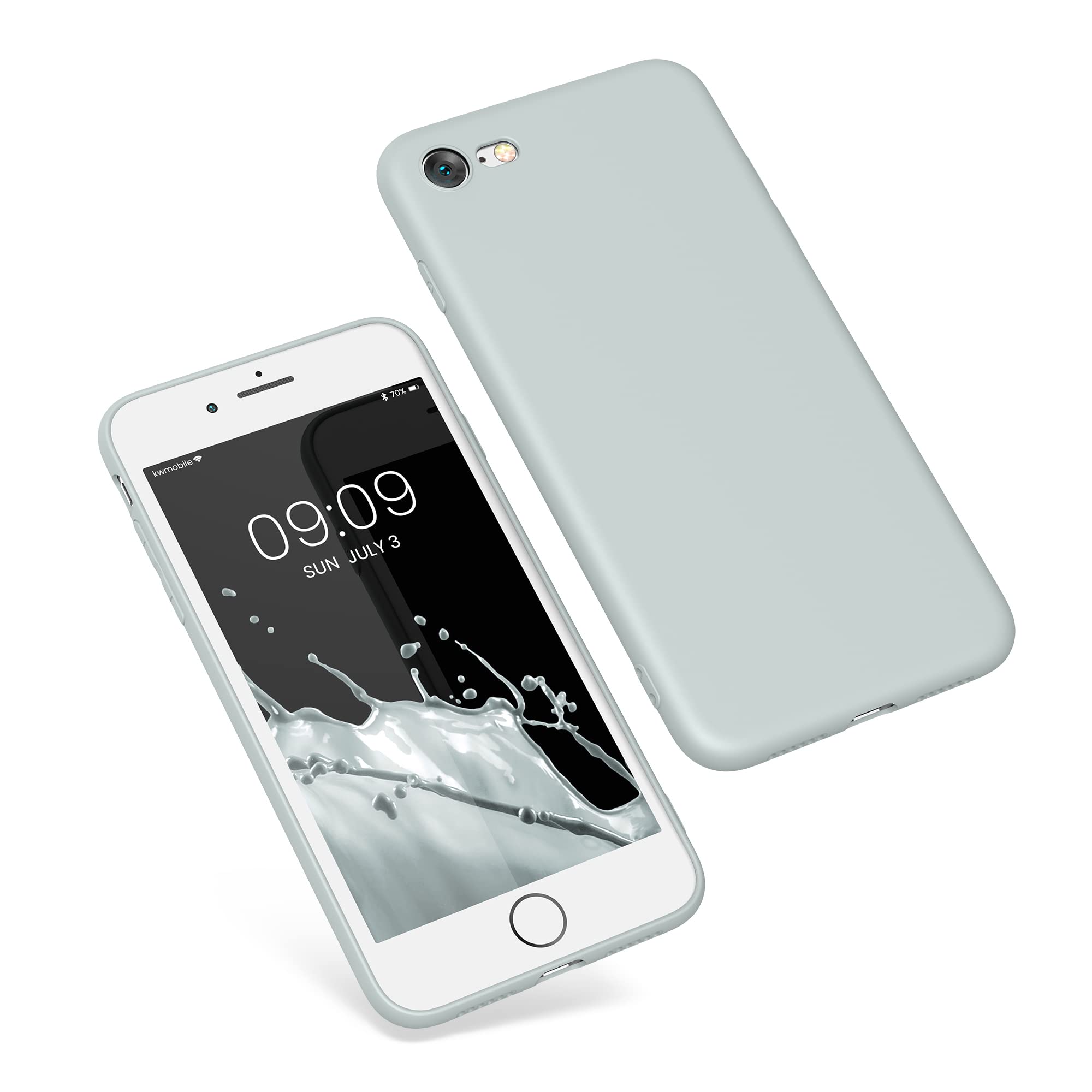 kwmobile Slim TPU Phone Case for Apple iPhone SE (2022/2020) & iPhone 8/7 - Protective Matte Cover with Soft Finish in Light Grey - Perfect for Everyday Use, Work & Travel