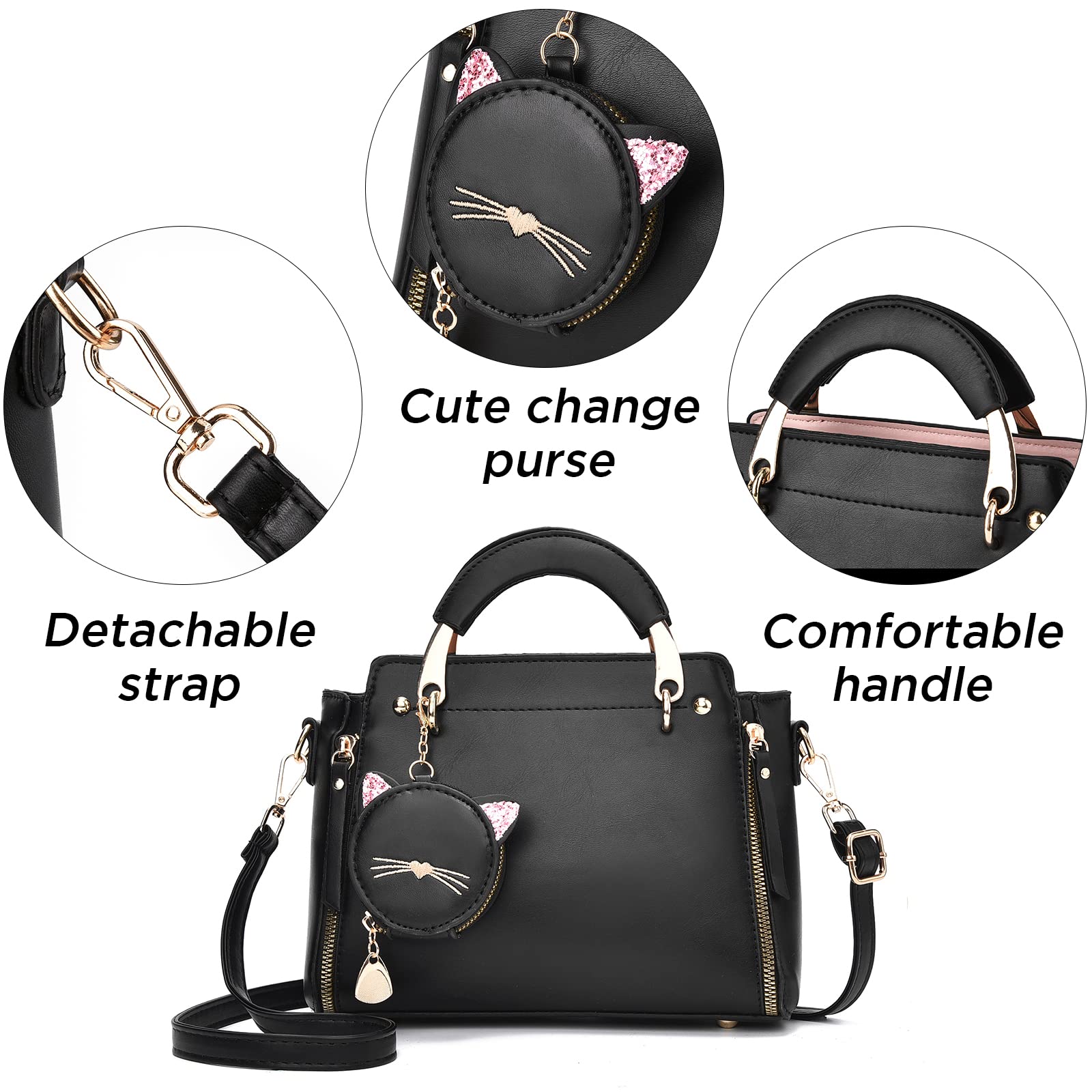 IHAYNER Women's Fashion Top Handle Shoulder Bag - Cute Kitty Crossbody Purse for Girls & Ladies | Perfect for Work, School, and Daily Outings