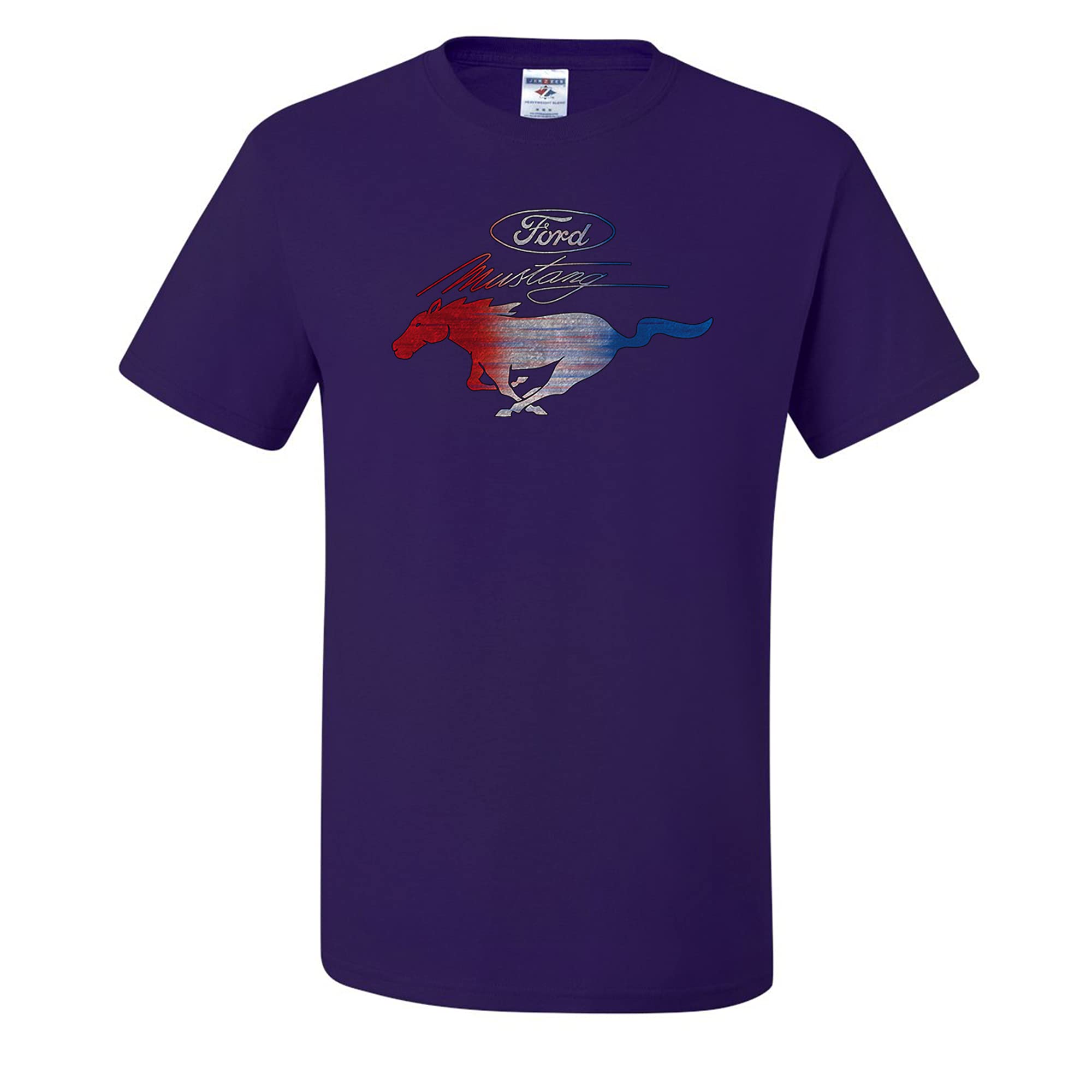 Official Licensed Ford Mustang Pony & American Flag Men's T-Shirt - Patriotic US Flag Graphic Tee for Car Enthusiasts, Independence Day & Casual Wear