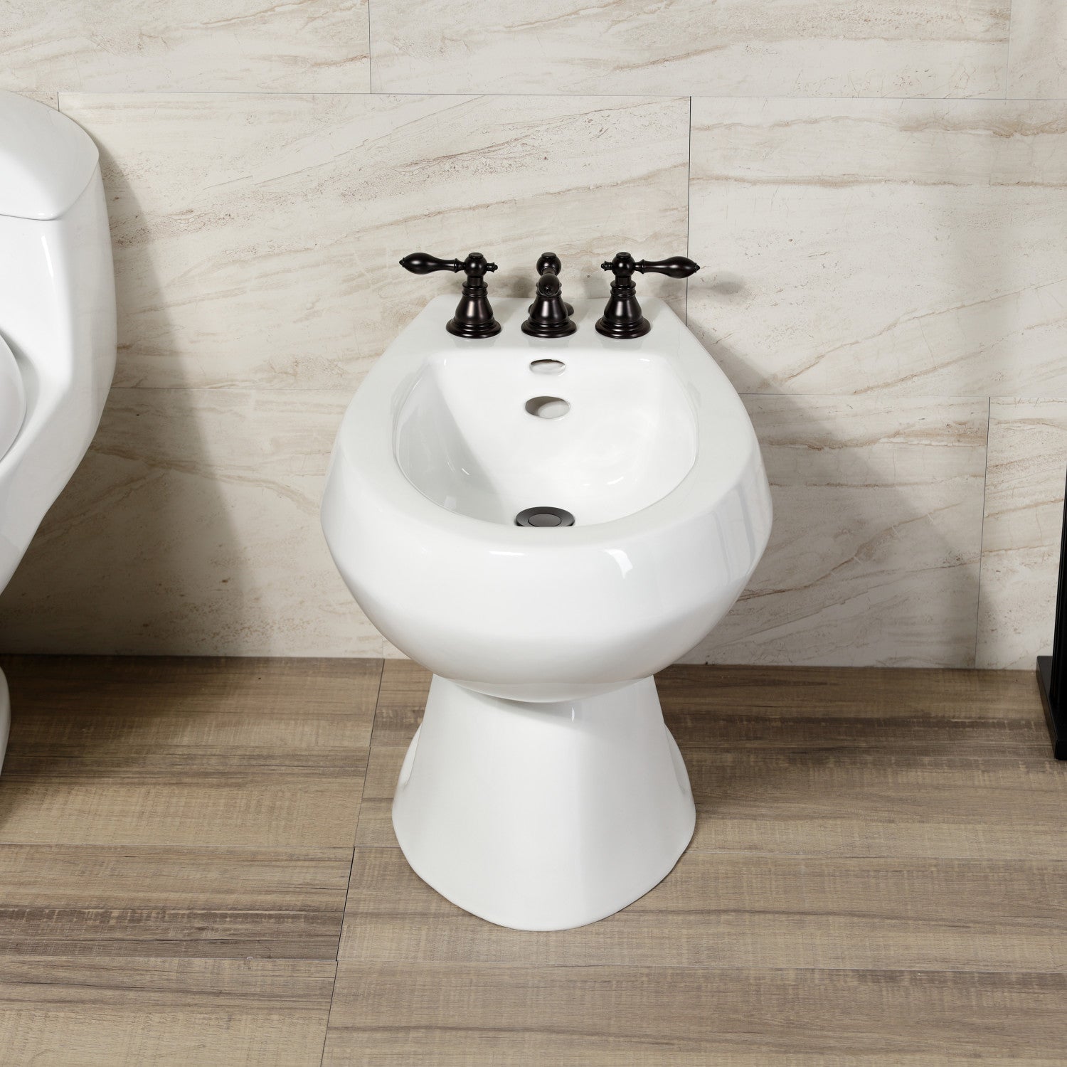 American Classic KB325ACL 3-Handle Deck Mount Vertical Spray Bidet Faucet with Brass Pop-Up Drain - Oil Rubbed Bronze Finish for Bathroom & Powder Room Upgrade