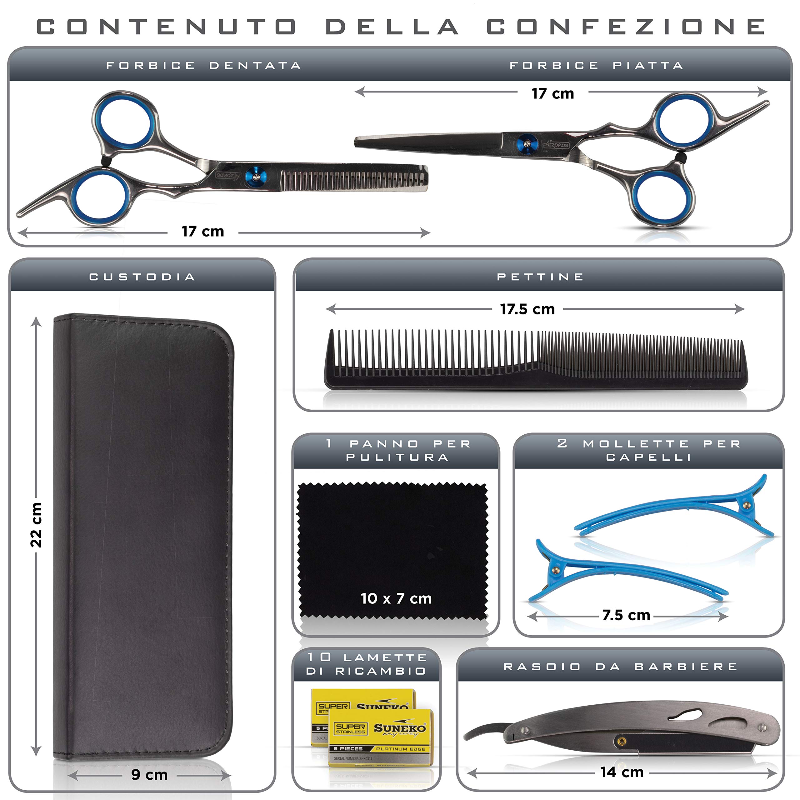 Professional Hair Cutting Scissors for Men & Women - Afzonos Barber Shears with Double Tips for Precision Styling, Trimming & Hairdressing - Perfect for Salon, Home & Travel Use
