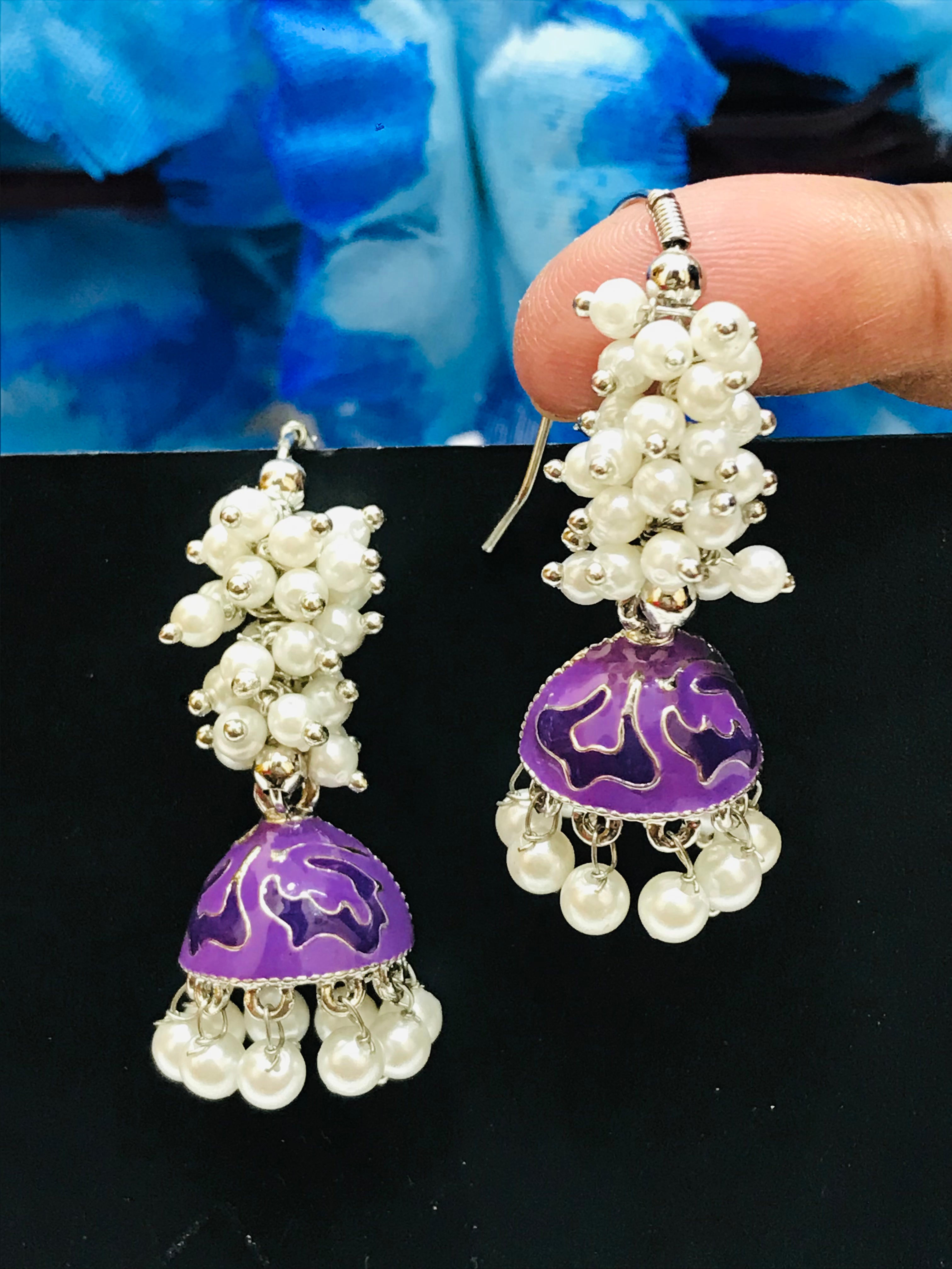 Elegant Purple Oxidized Beaded Dangle Earrings for Women | Boho Chic Jewelry for Parties, Weddings & Everyday Wear