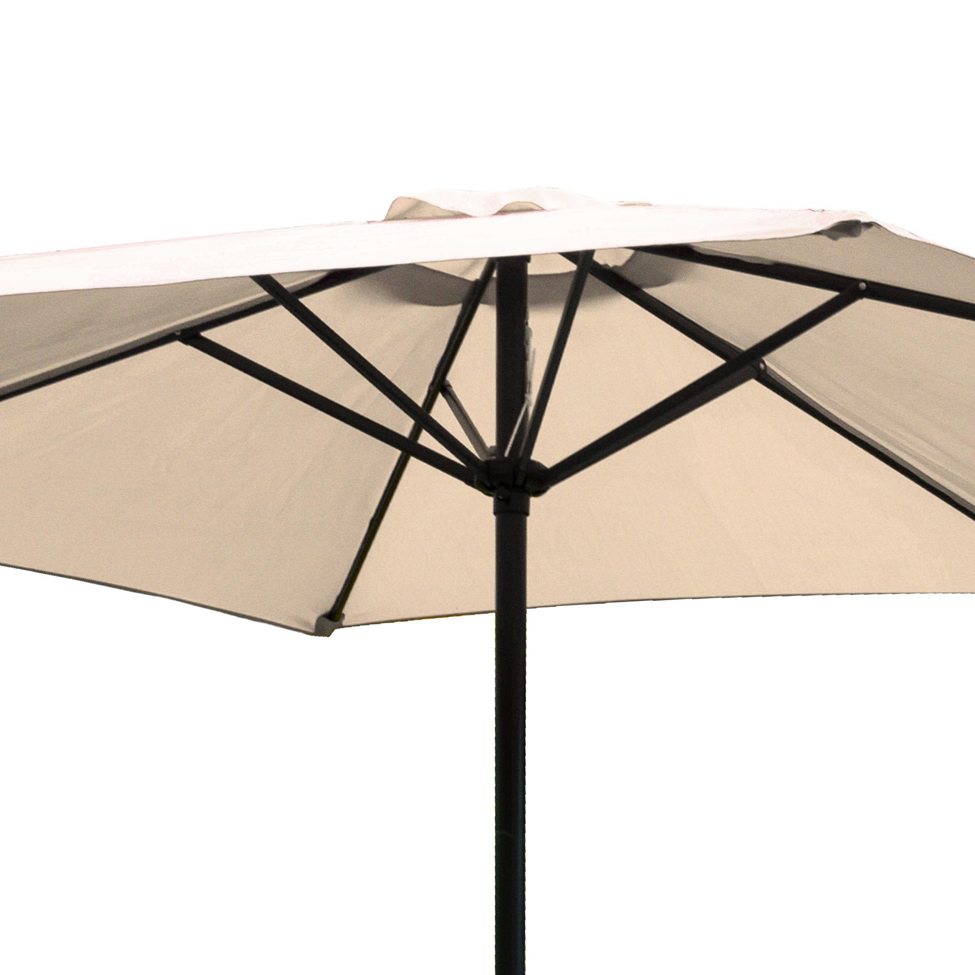 9 Foot Naples Market Patio Umbrella - Round Outdoor Shade Canopy with Push Button Tilt, Natural Polyester Fabric for Backyard, Poolside & Garden Relaxation