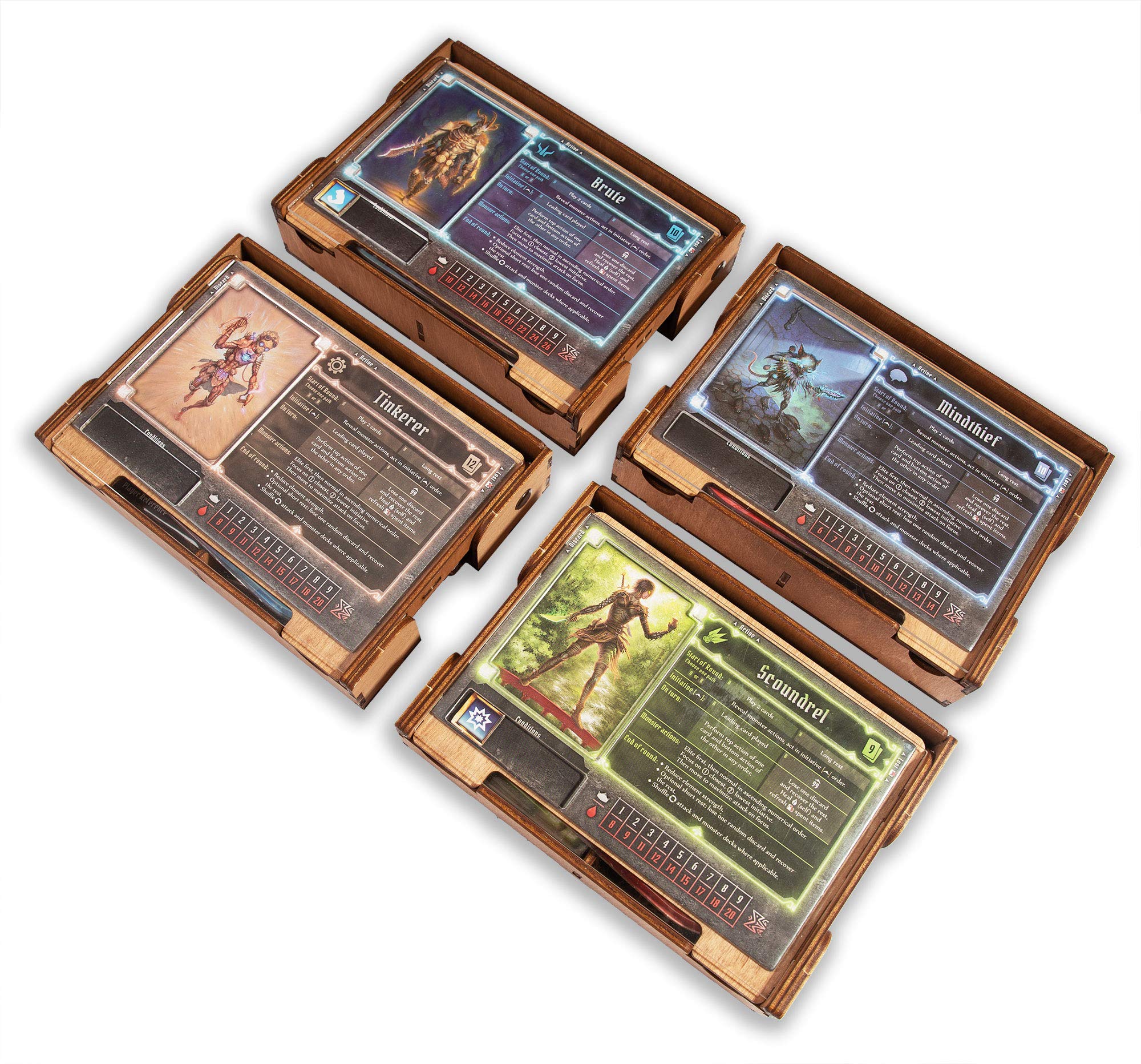 SMONEX Wooden Organizer & 4 Player Boards for Gloomhaven Board Game - Storage Box Fits All Expansions - Premium Insert for Game Organization - Perfect for Game Nights & Tabletop RPG Storage