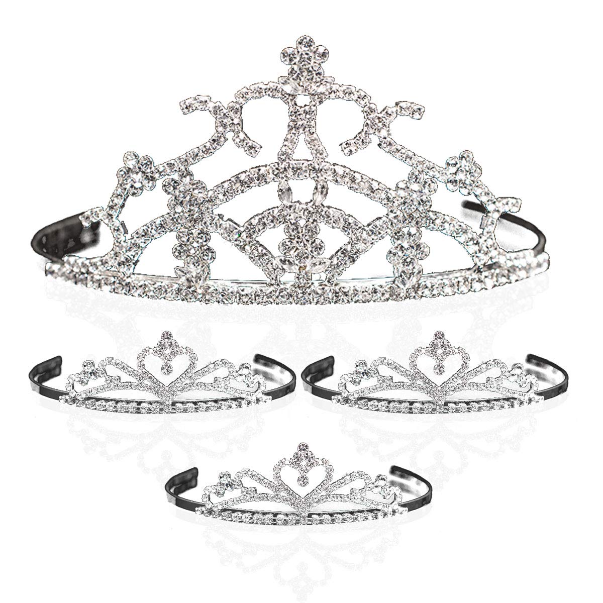 Elegant 4-Piece Tiara Set for Women - Bridal Crown, Wedding Headpiece, Prom Queen Accessories - Perfect for Weddings, Pageants, and Special Occasions