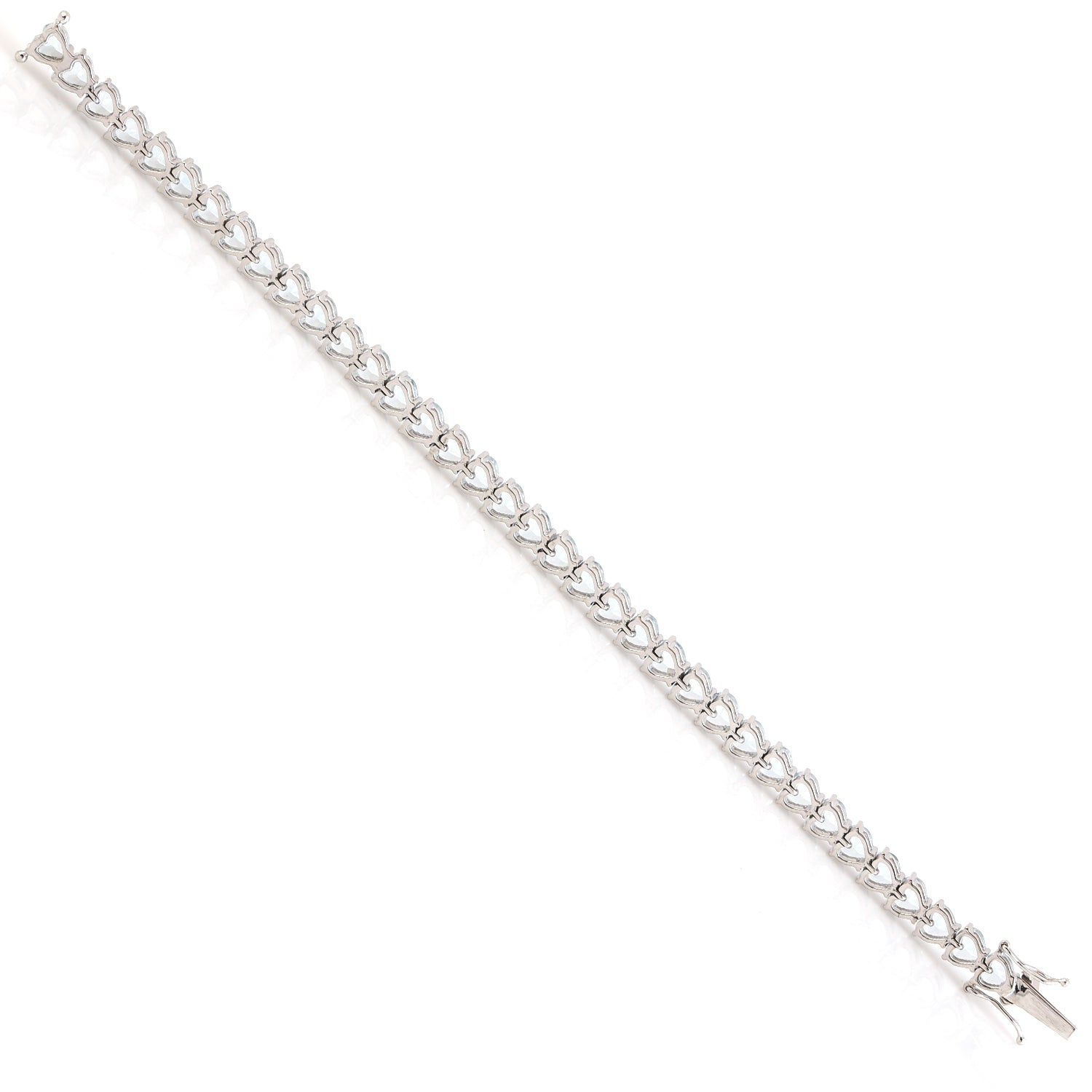 18K White Gold Heart Shaped Aquamarine Bracelet - Elegant Jewelry Gift for Women, Anniversary, Birthday & Valentine's Day - Perfect for Romantic Occasions & Special Celebrations