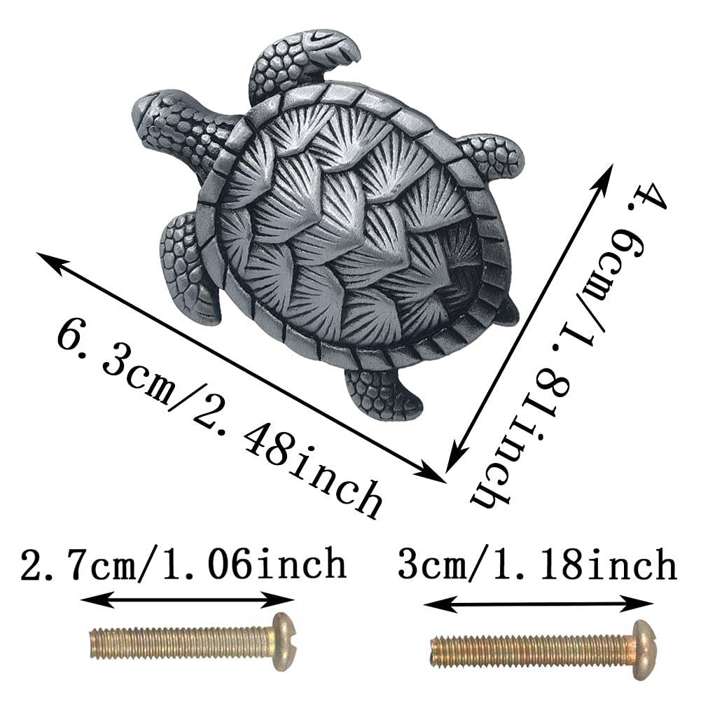 6 Pcs Sea Turtle Shaped Cabinet Knobs - Single Hole Drawer Pulls Handles for Dresser, Cupboard & Furniture - Perfect for Kids' Rooms, Beach Themed Decor & DIY Home Projects
