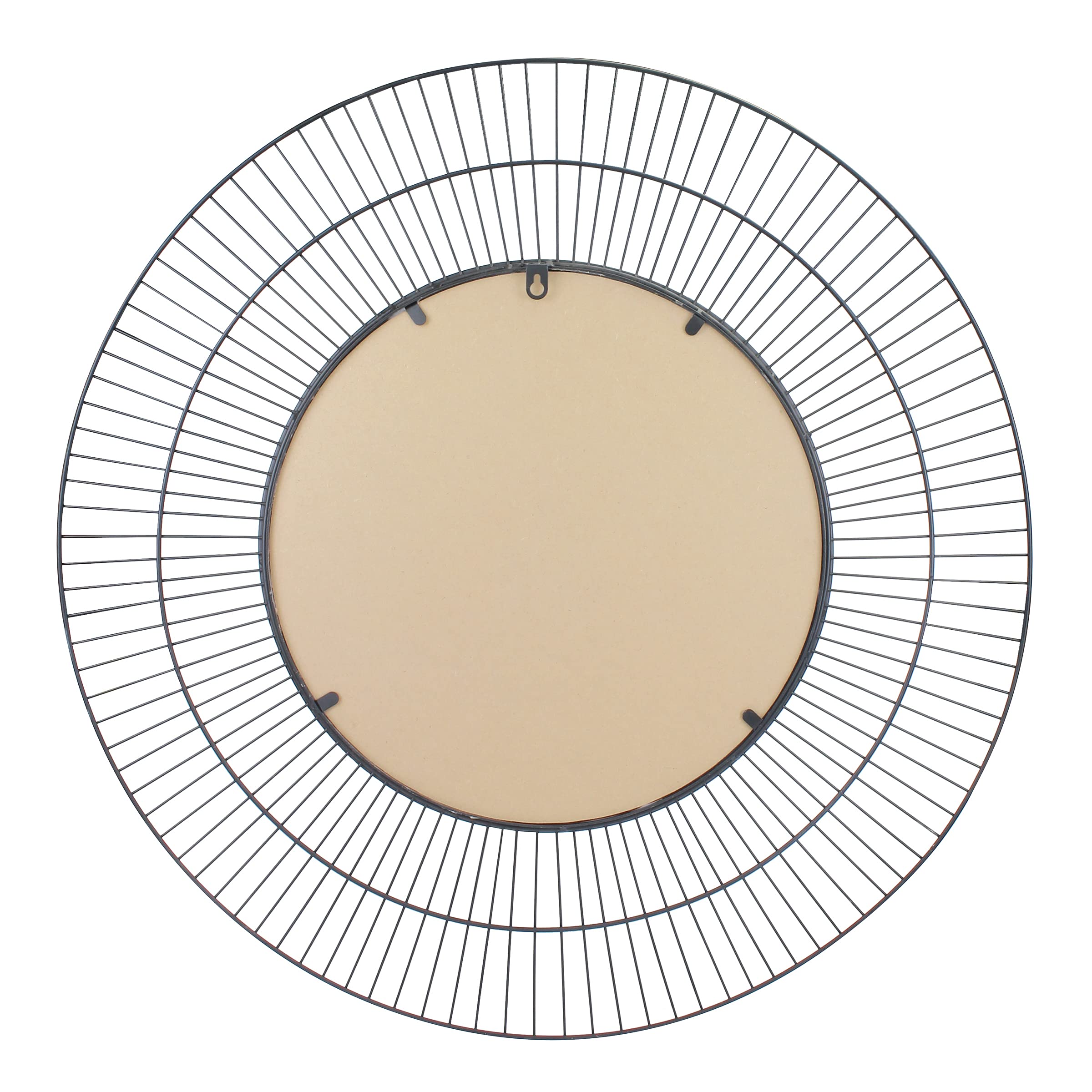 Stonebriar 28 Inch Round Black Metal Wire Wall Mirror with Hanger - Modern Decorative Mirror for Living Room, Bedroom, Bathroom, Hallway & Entryway - Perfect for Home Decor, Vanity Makeup & Space Enhancement